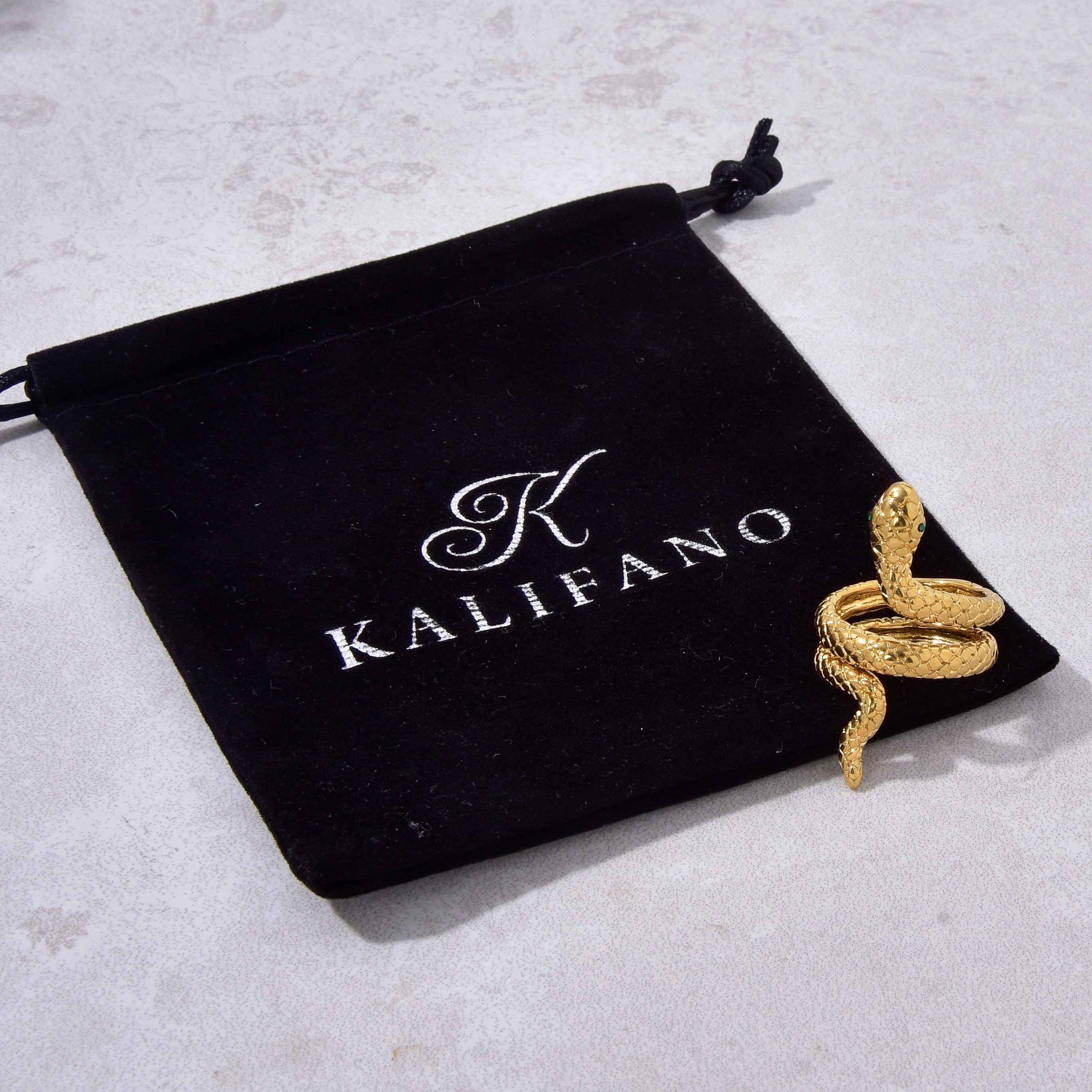 Kalifano Steel Hearts Jewelry Gold Serpentine Steel Hearts Ring