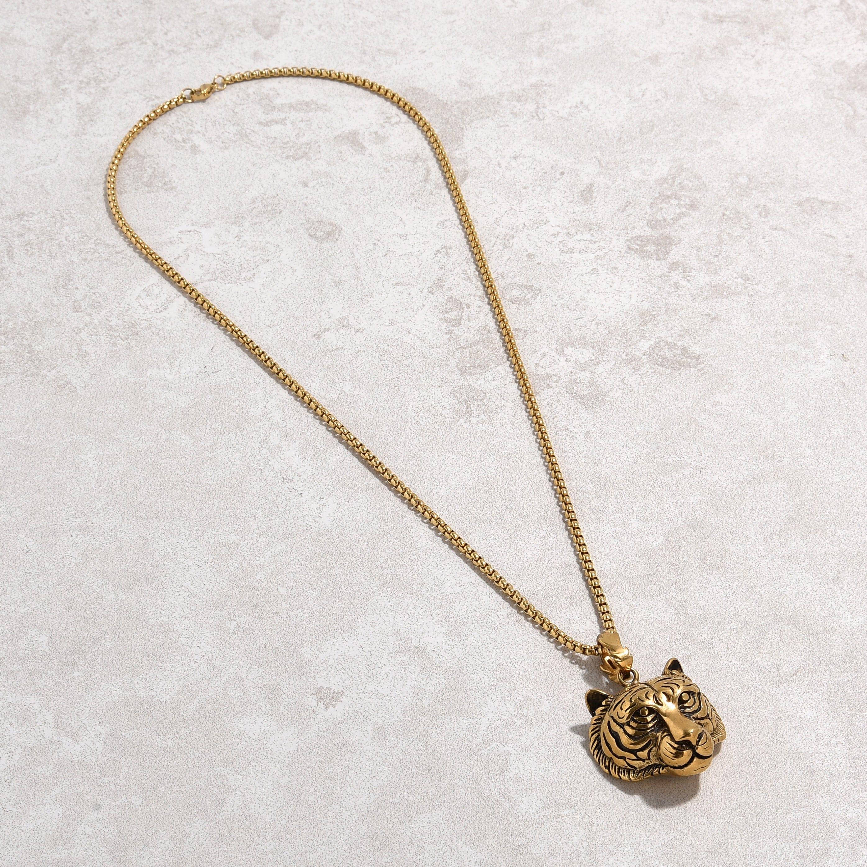 Kalifano Steel Hearts Jewelry Gold Tiger Steel Hearts Necklace SHN521-G