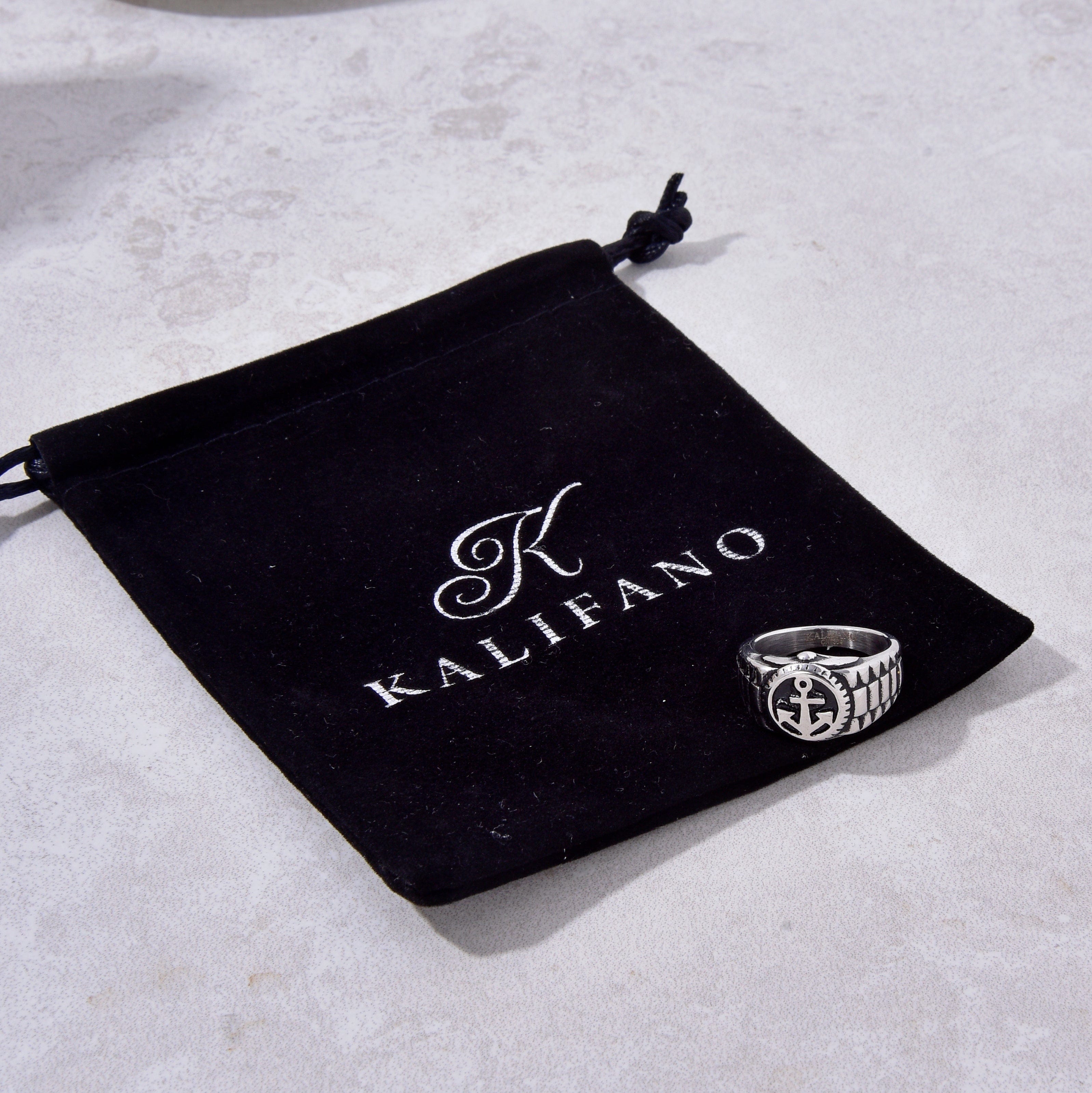 Kalifano Steel Hearts Jewelry Silver Boat Anchor Steel Hearts Ring