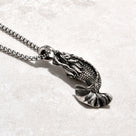 Silver Carp Fish Steel Hearts Necklace