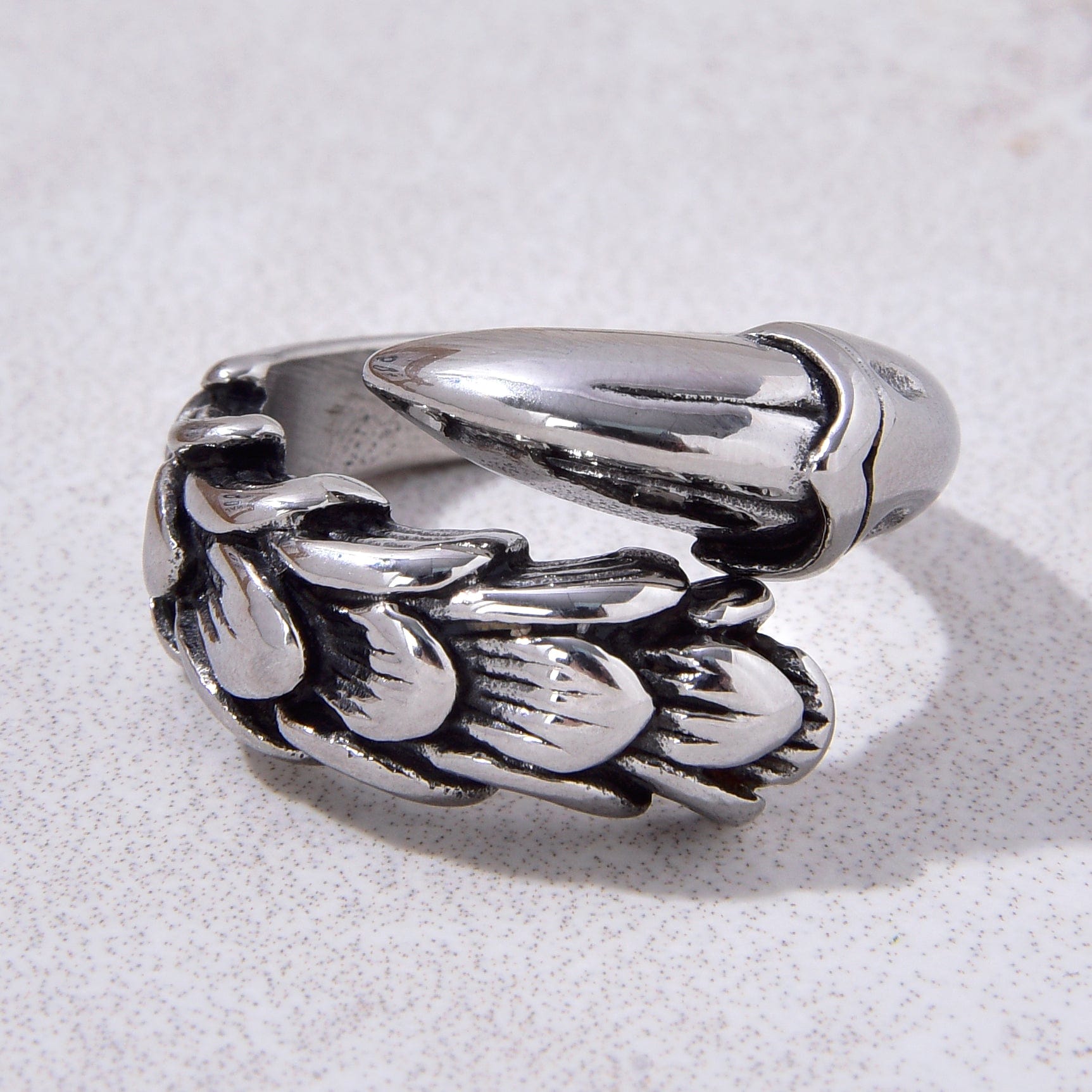 Kalifano Steel Hearts Jewelry Silver Claw Steel Hearts Ring