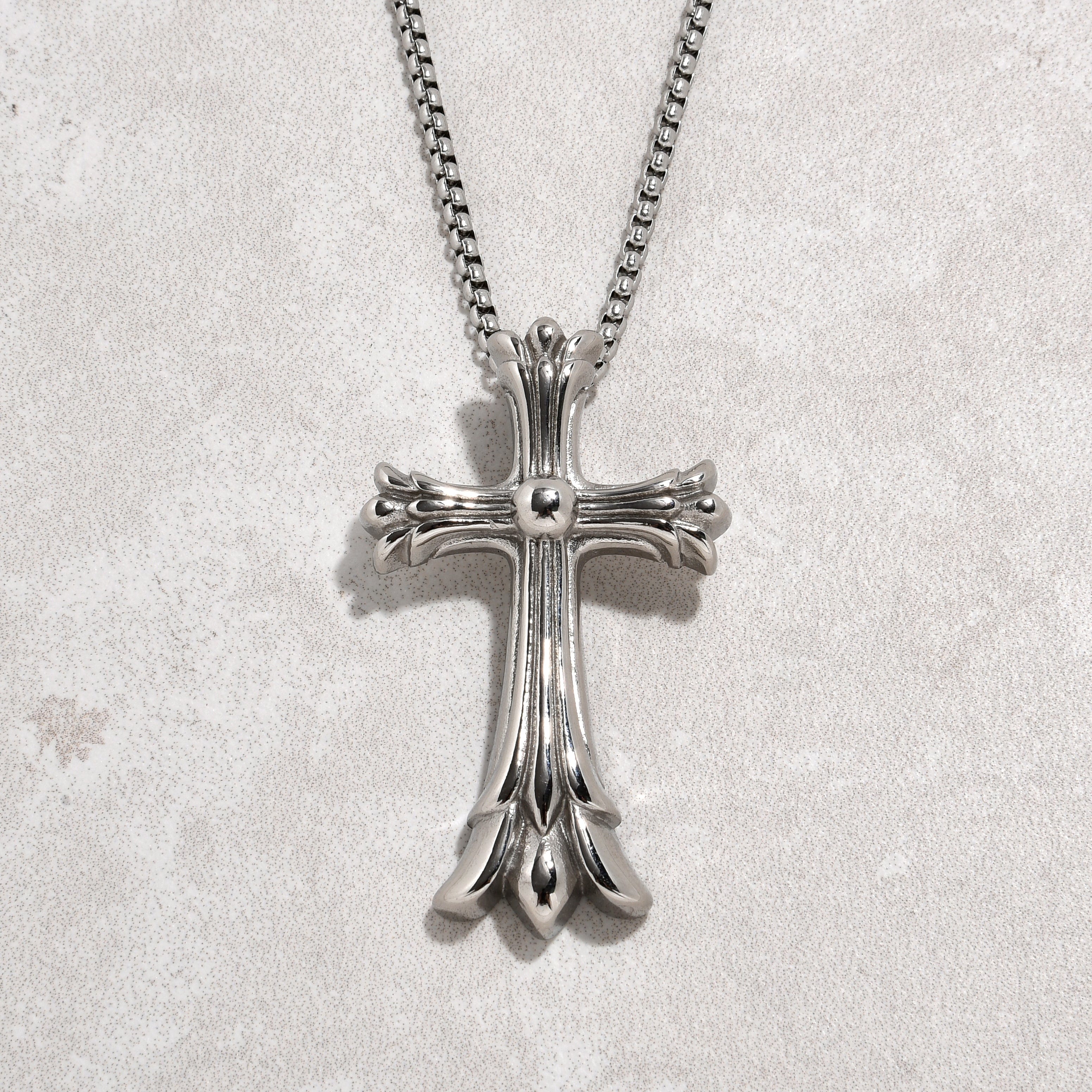 Kalifano Steel Hearts Jewelry Silver Cross Steel Hearts Necklace SHN530-S