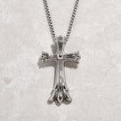 Silver Cross Steel Hearts Necklace