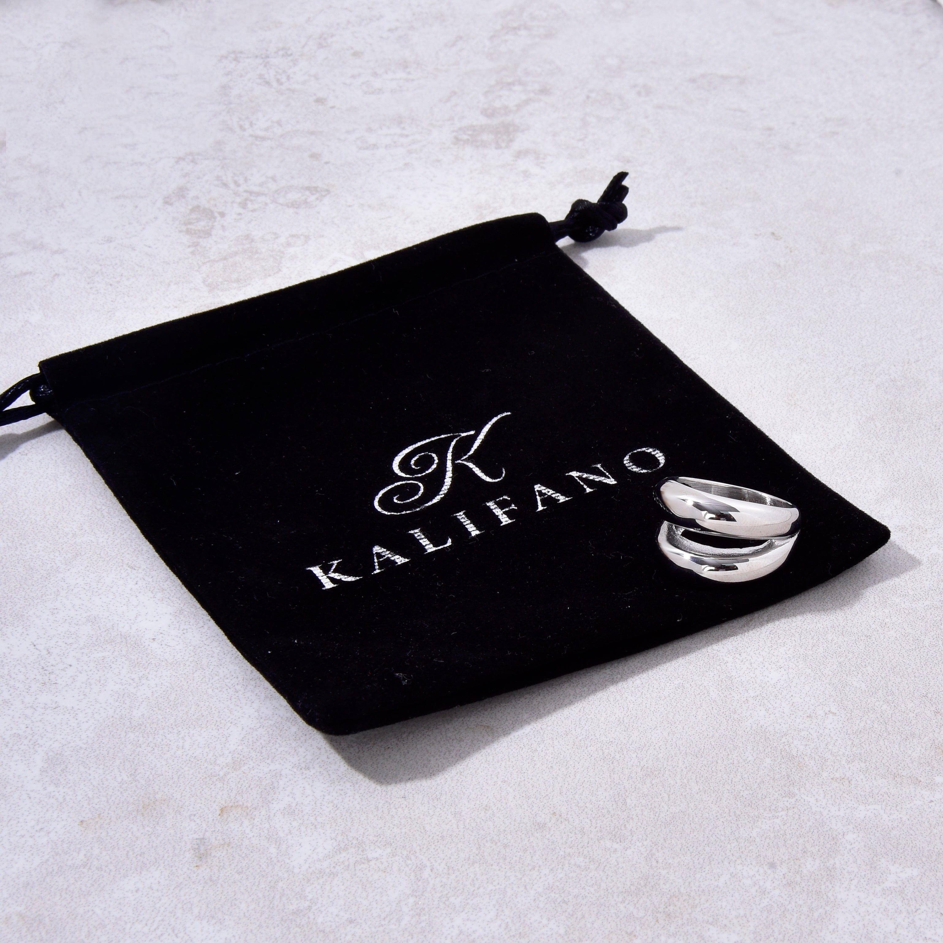 Kalifano Steel Hearts Jewelry Silver Double Track Steel Hearts Ring