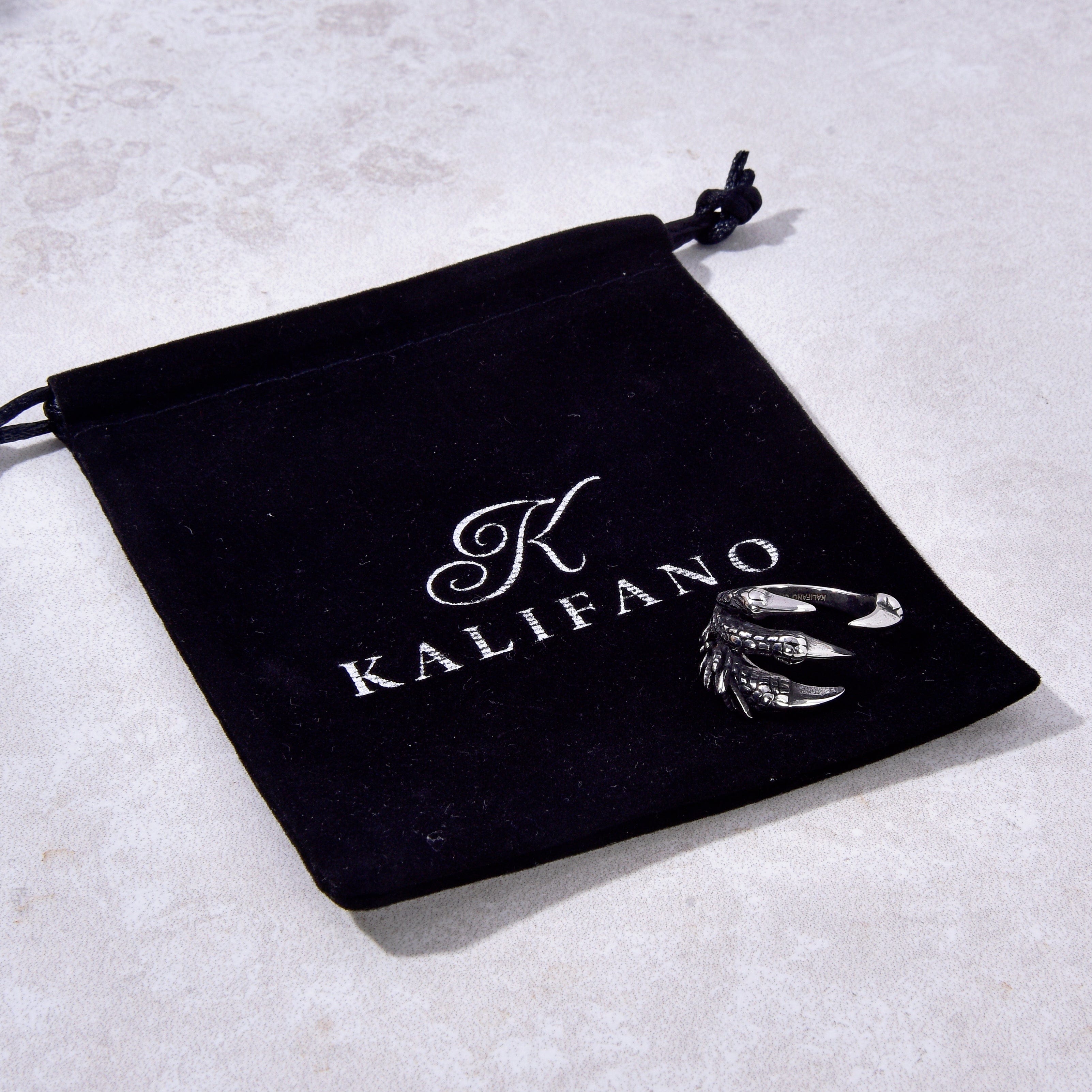 Kalifano Steel Hearts Jewelry Silver Dragon Claw Steel Hearts Ring