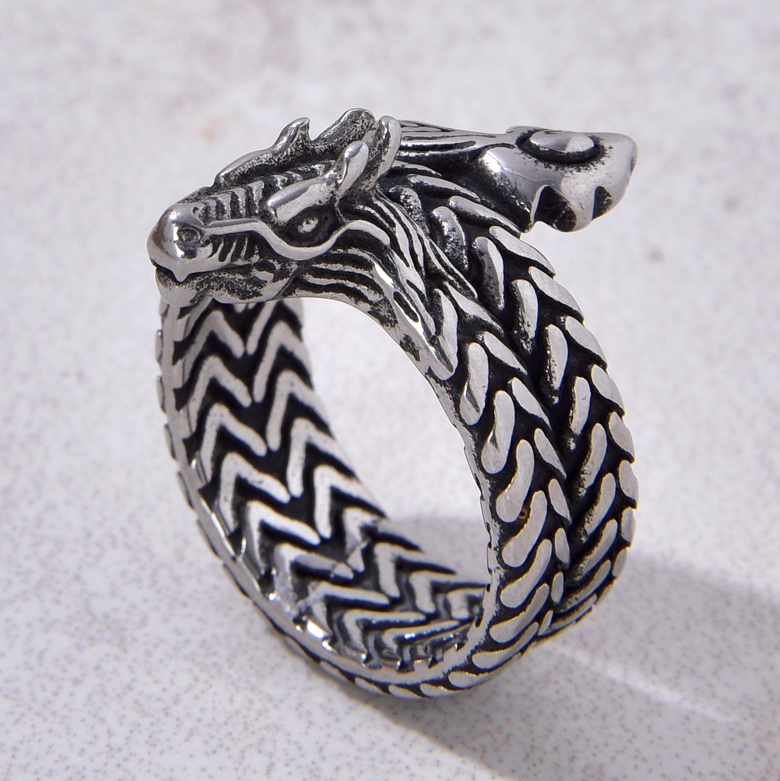 Kalifano Steel Hearts Jewelry Silver Dragon Steel Hearts Ring