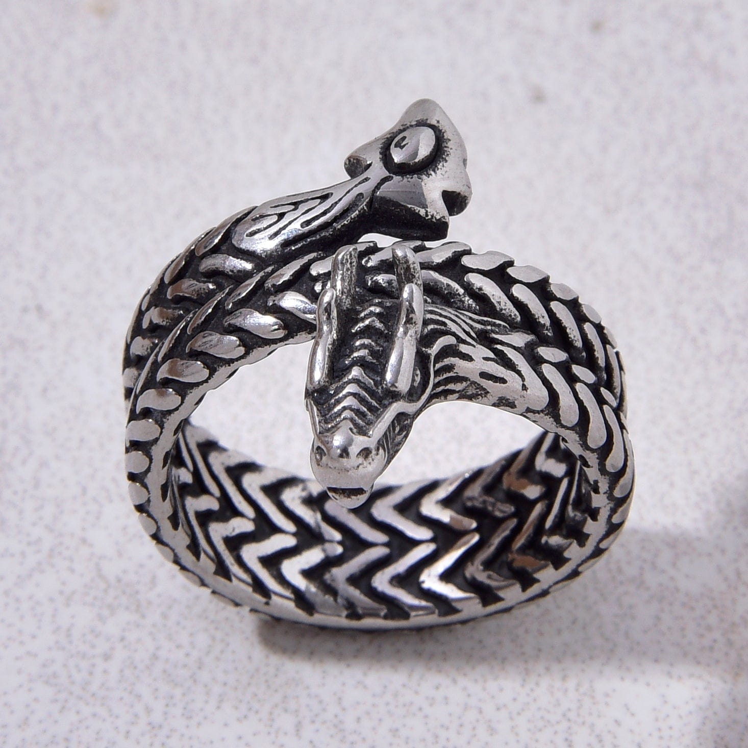 Kalifano Steel Hearts Jewelry Silver Dragon Steel Hearts Ring