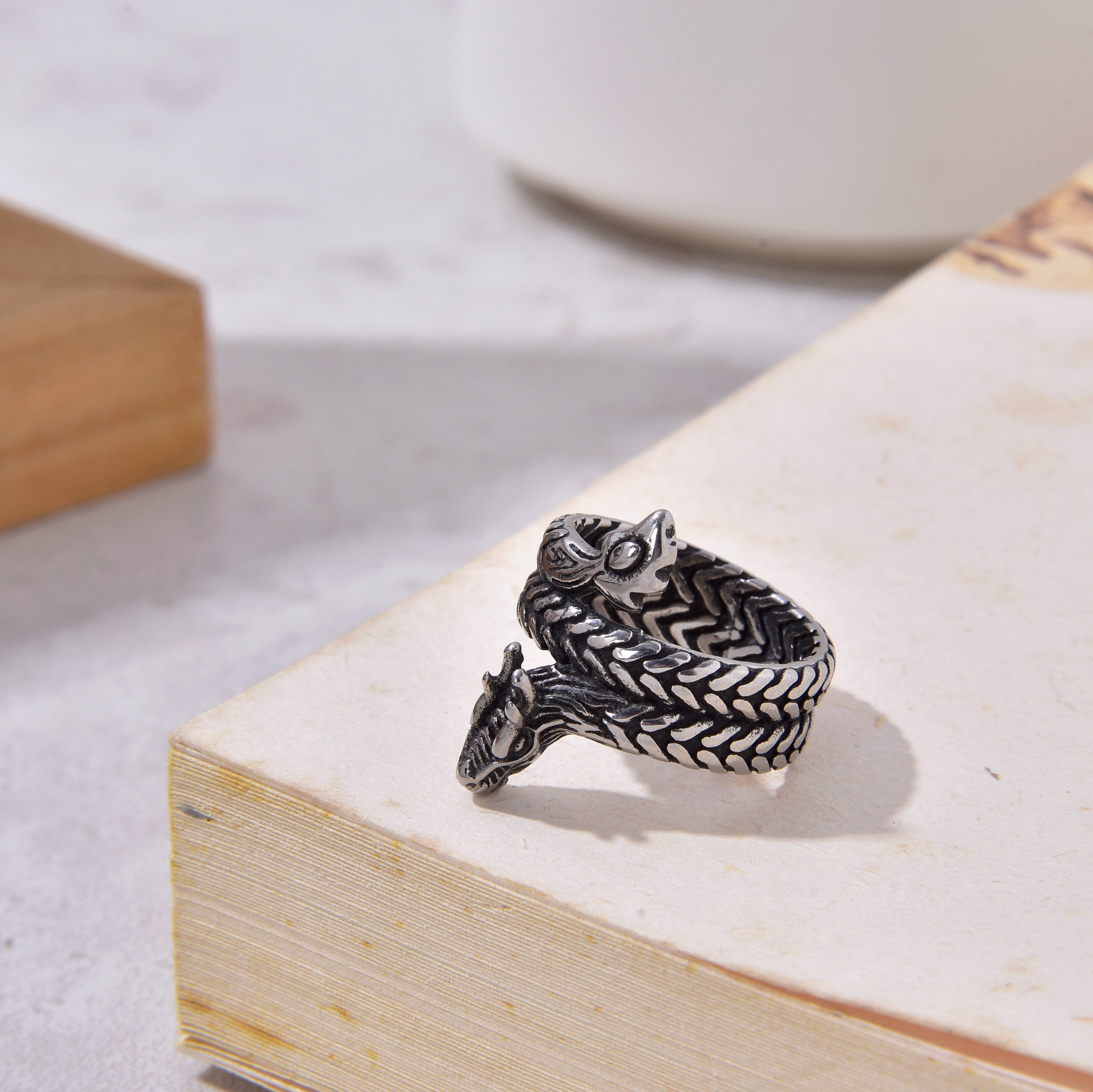 Kalifano Steel Hearts Jewelry Silver Dragon Steel Hearts Ring