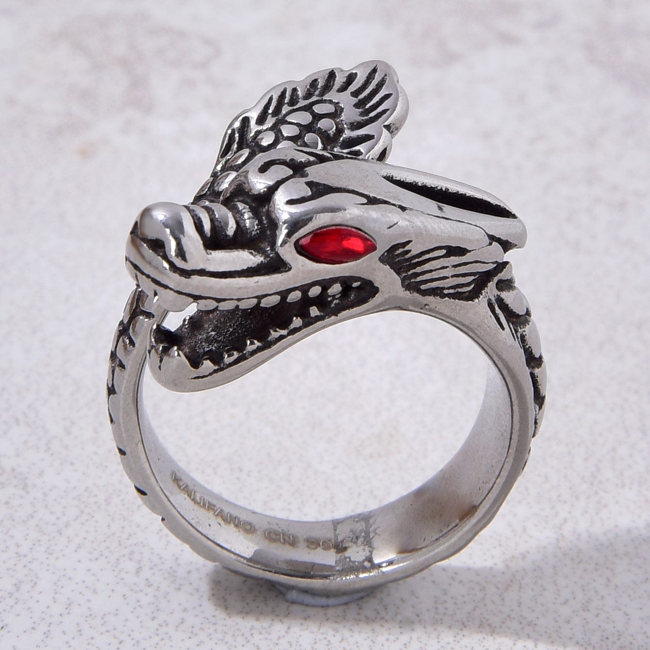 Kalifano Steel Hearts Jewelry Silver Dragon Steel Hearts Ring