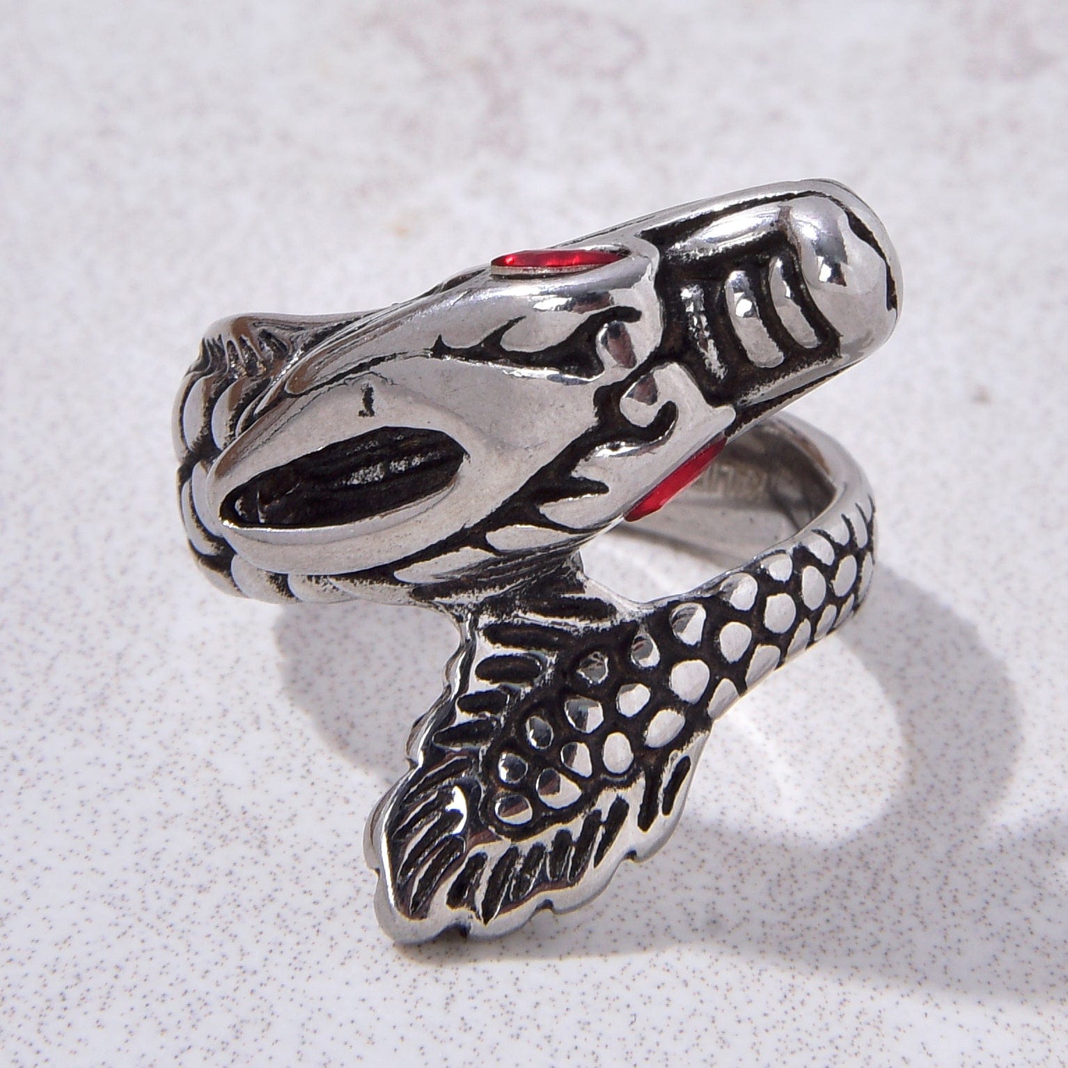 Kalifano Steel Hearts Jewelry Silver Dragon Steel Hearts Ring