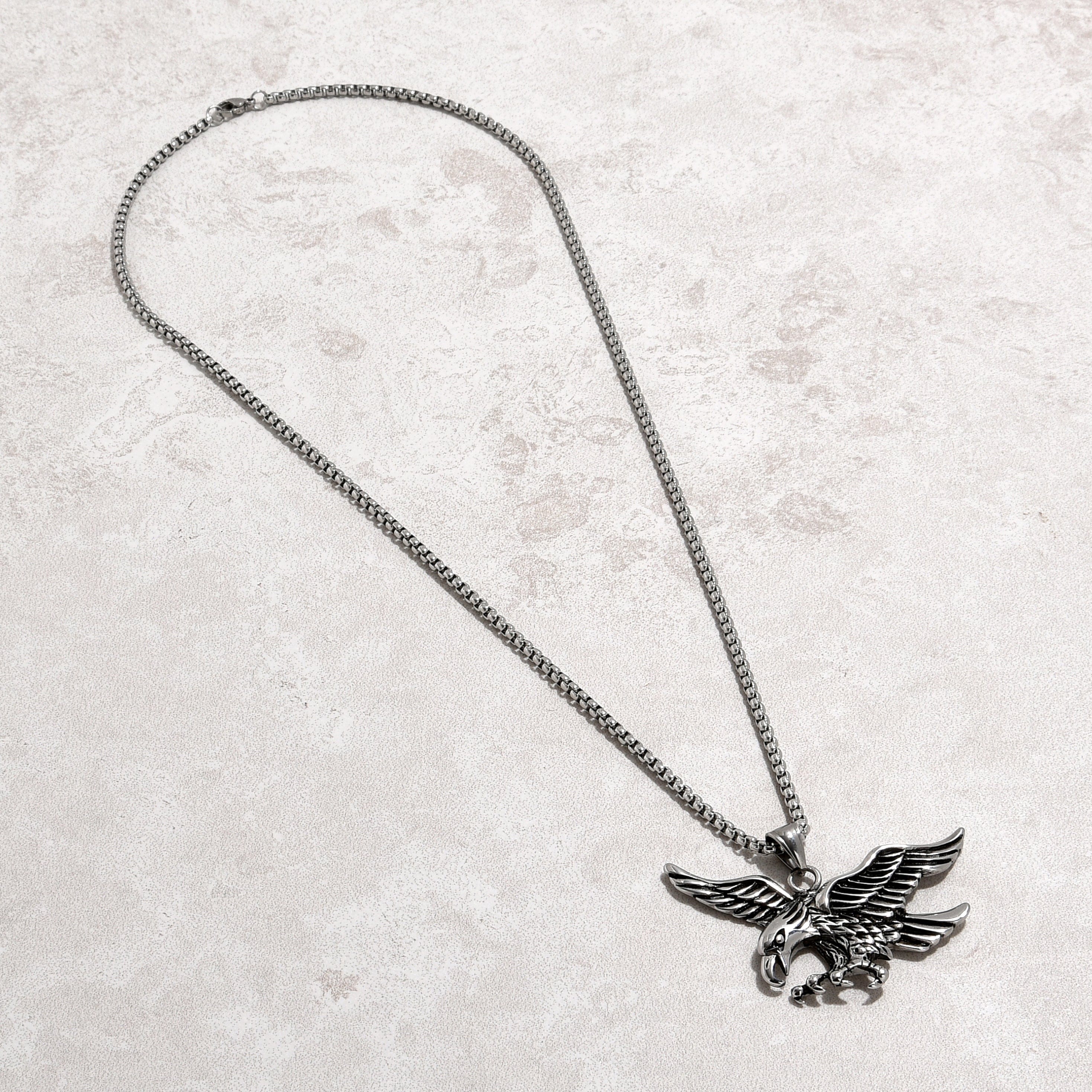 Kalifano Steel Hearts Jewelry Silver Eagle Steel Hearts Necklace SHN508-S