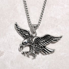 Silver Eagle Steel Hearts Necklace