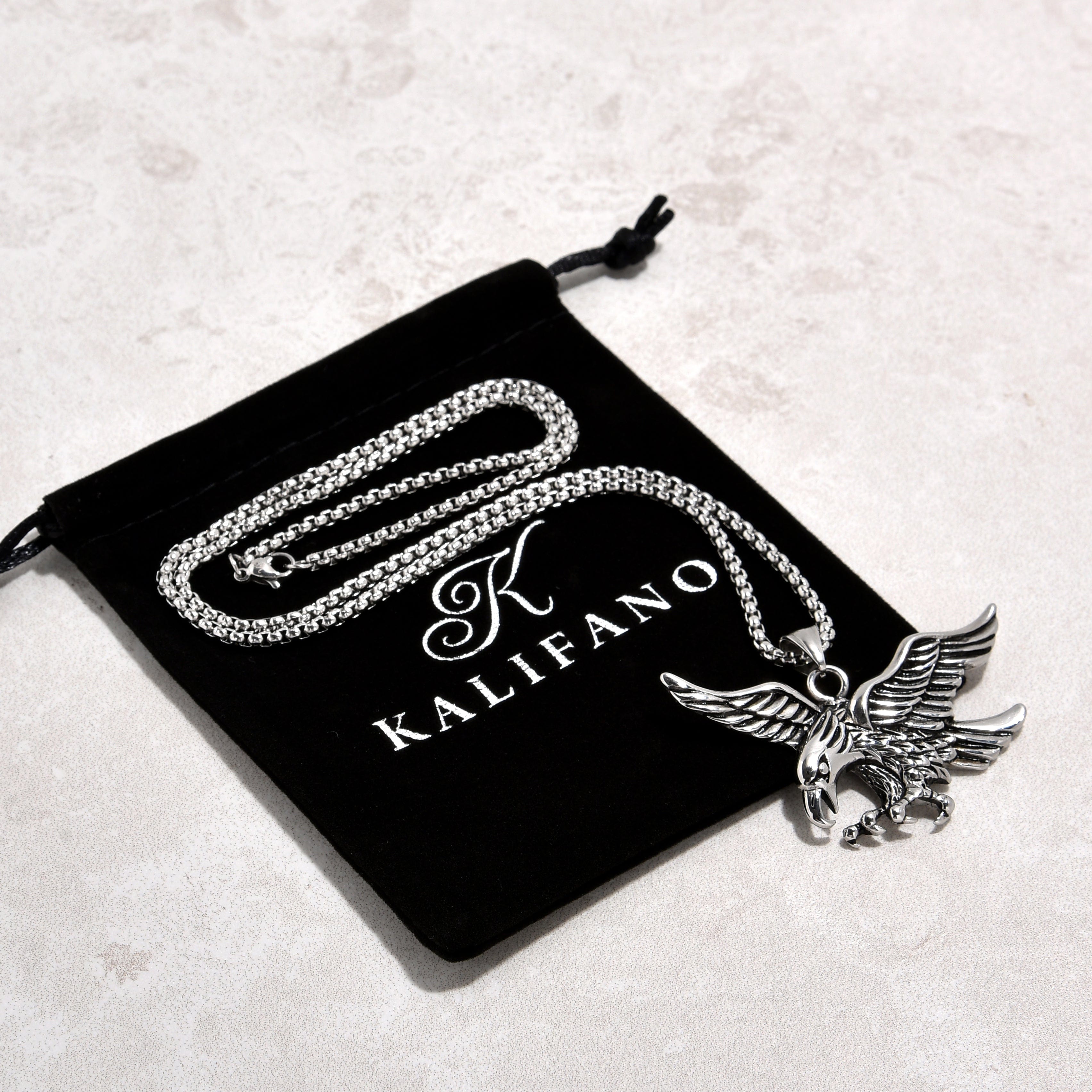 Kalifano Steel Hearts Jewelry Silver Eagle Steel Hearts Necklace SHN508-S
