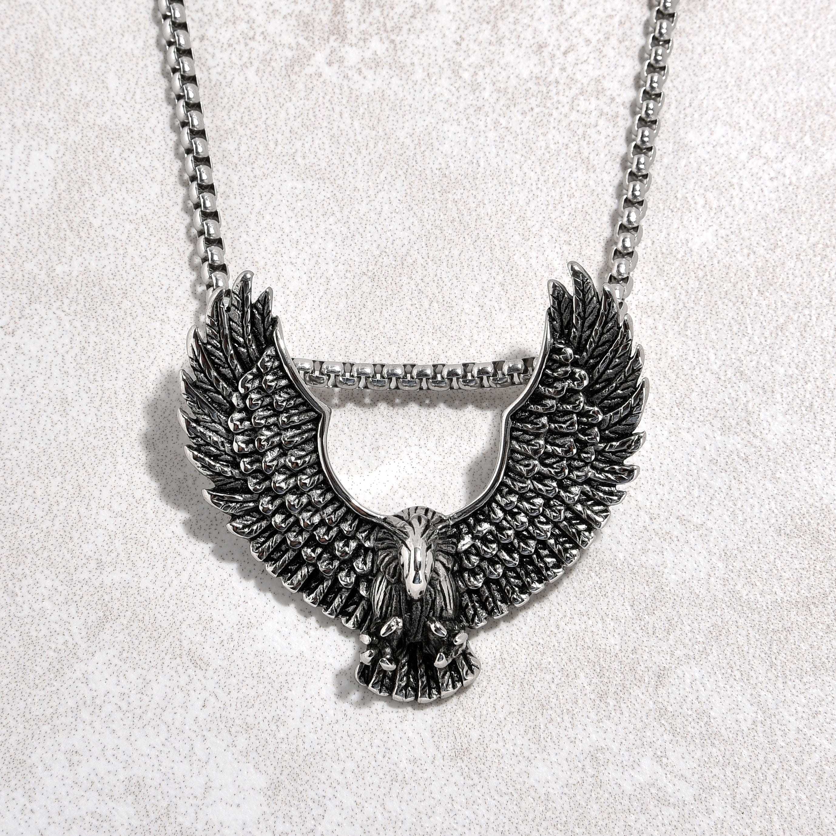 Kalifano Steel Hearts Jewelry Silver Eagle Steel Hearts Necklace SHN509-S