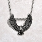 Silver Eagle Steel Hearts Necklace