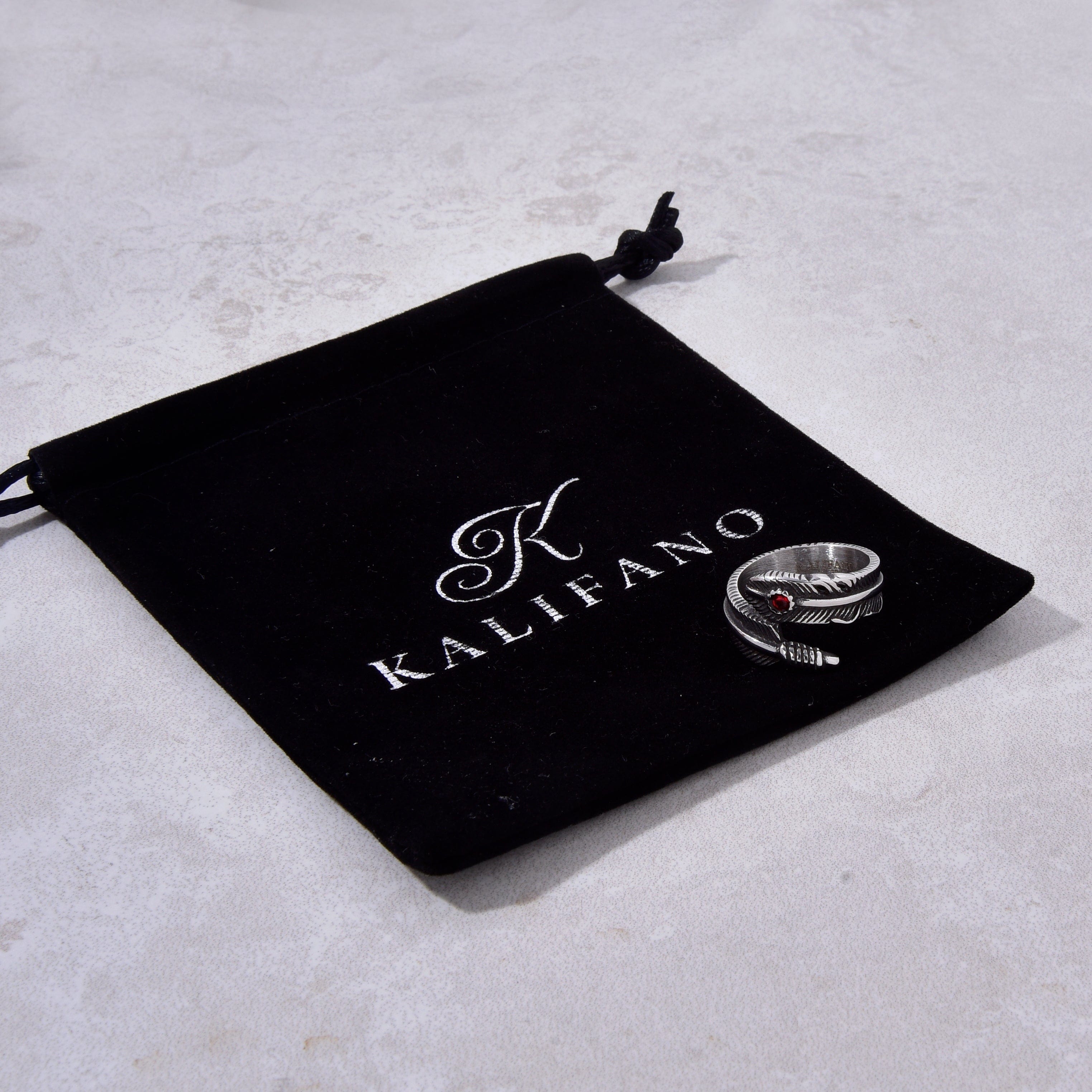 Kalifano Steel Hearts Jewelry Silver Feather Steel Hearts Ring
