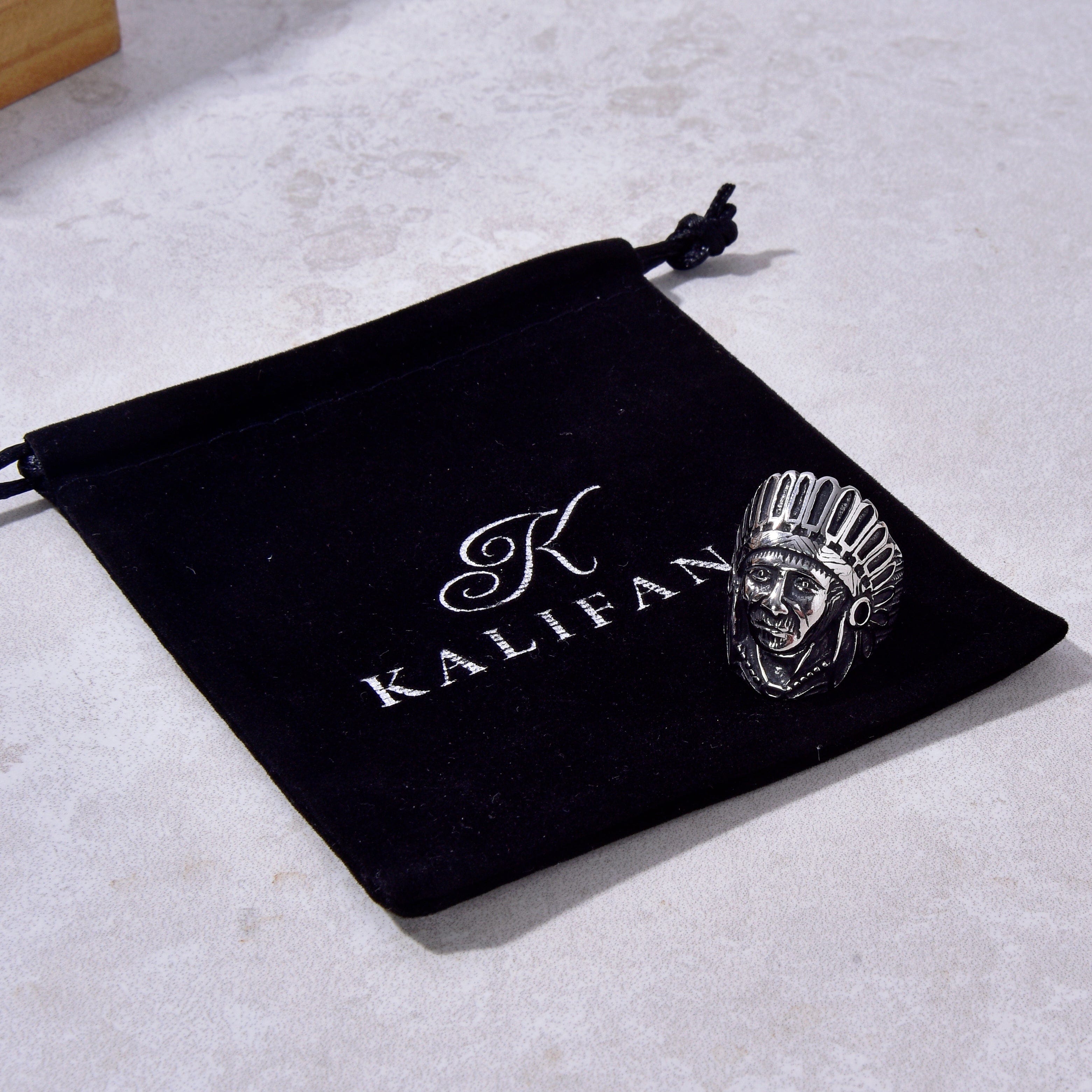 Kalifano Steel Hearts Jewelry Silver Indian Chief Head Steel Hearts Ring