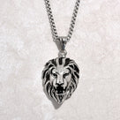 Silver Lion Steel Hearts Necklace
