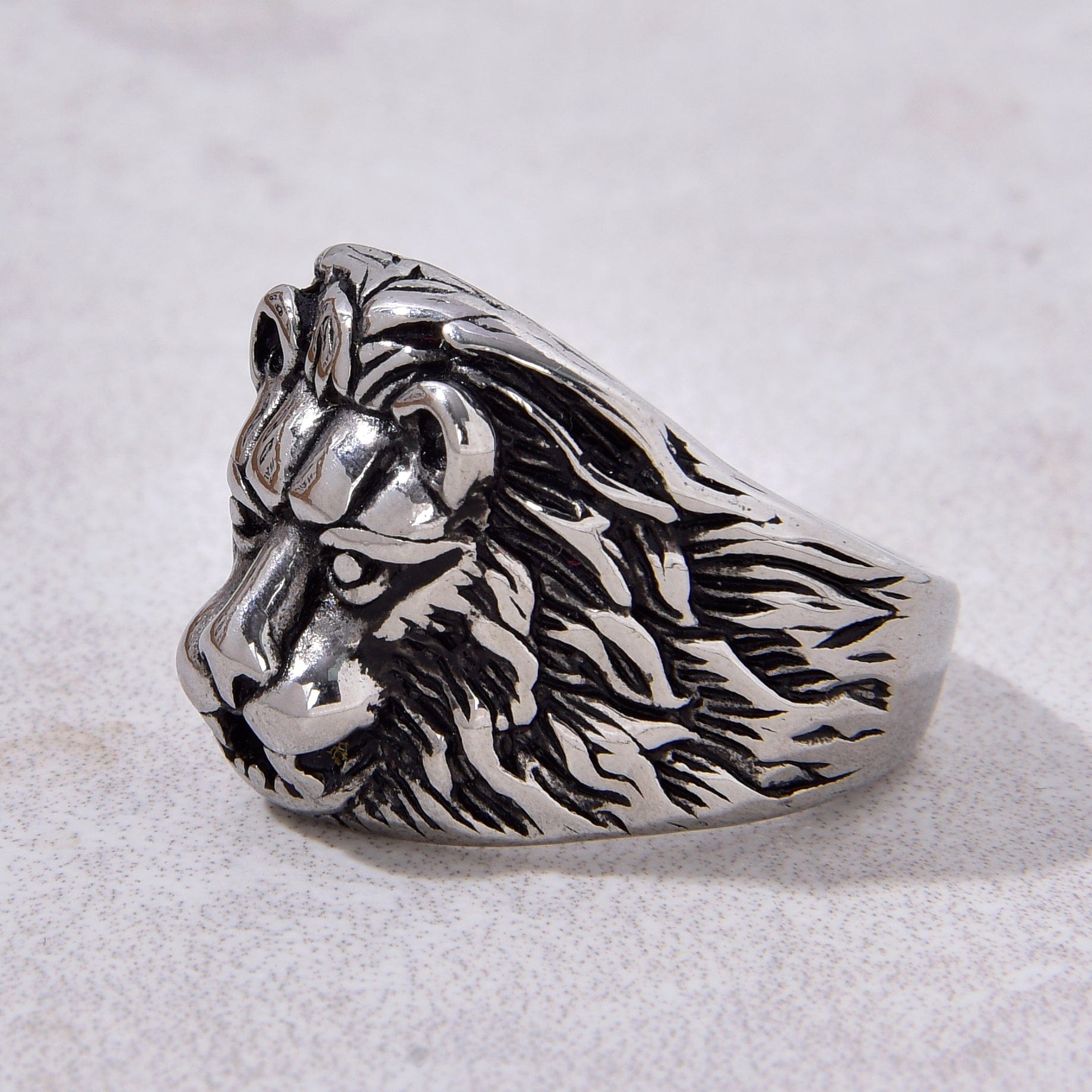Kalifano Steel Hearts Jewelry Silver Lion Steel Hearts Ring