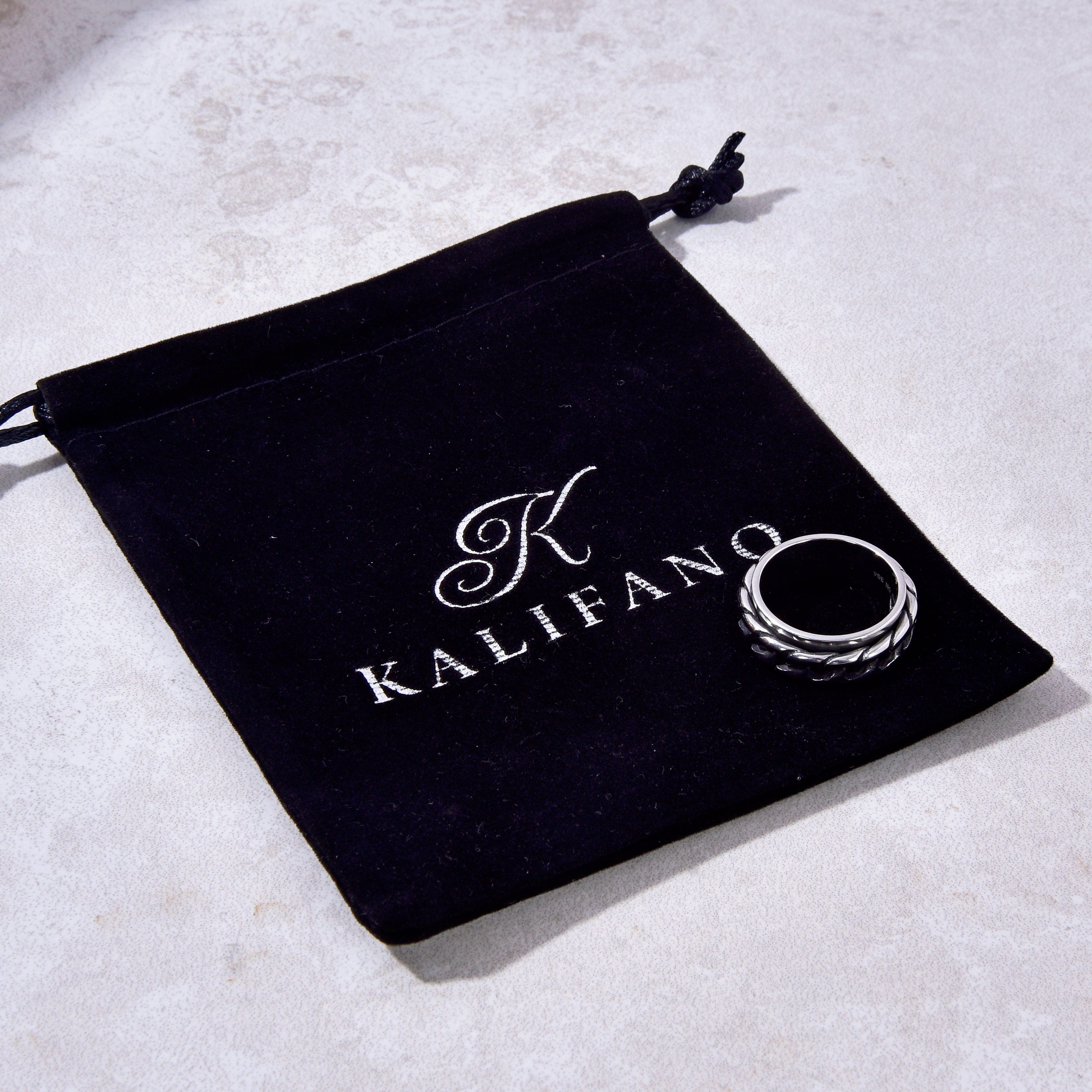 Kalifano Steel Hearts Jewelry Silver Rotatable Chain Steel Hearts Ring