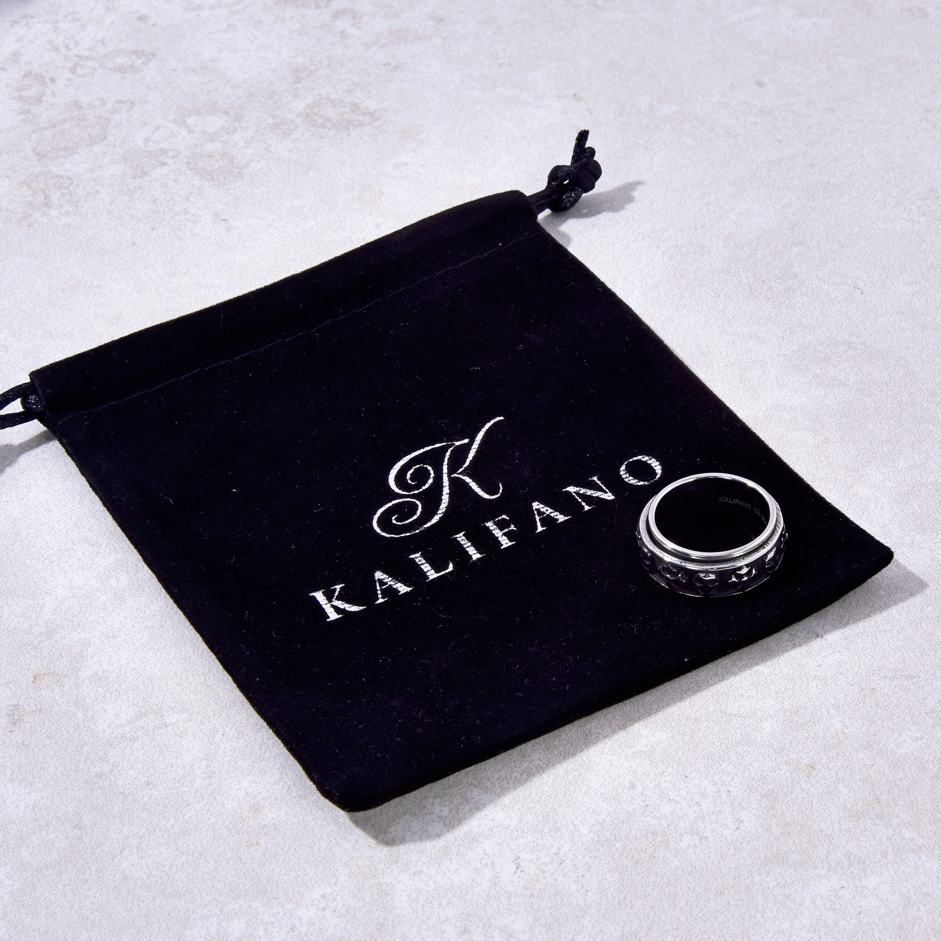 Kalifano Steel Hearts Jewelry Silver Rotatable Skull and Cross Steel Hearts Ring