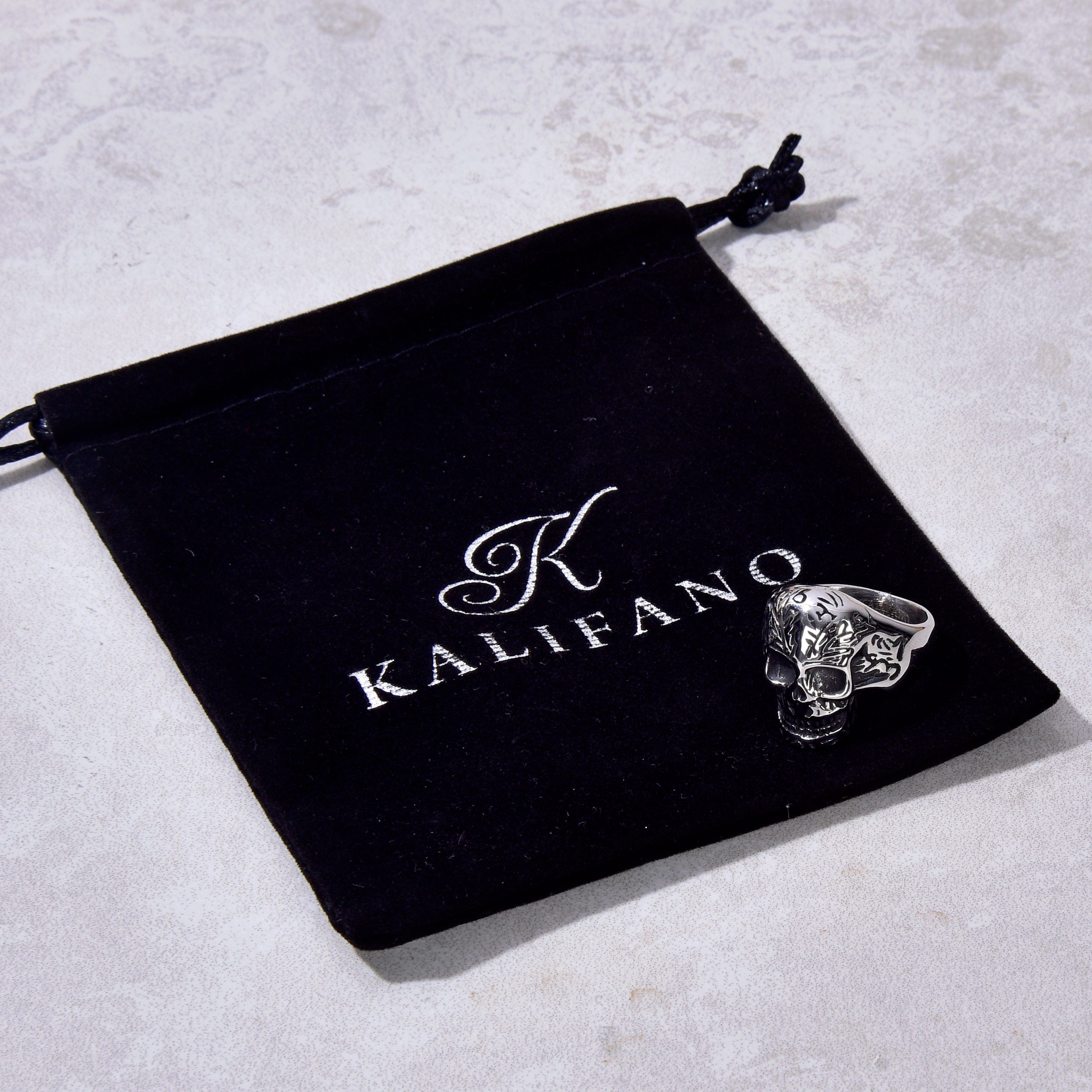 Kalifano Steel Hearts Jewelry Silver Skull Steel Hearts Ring