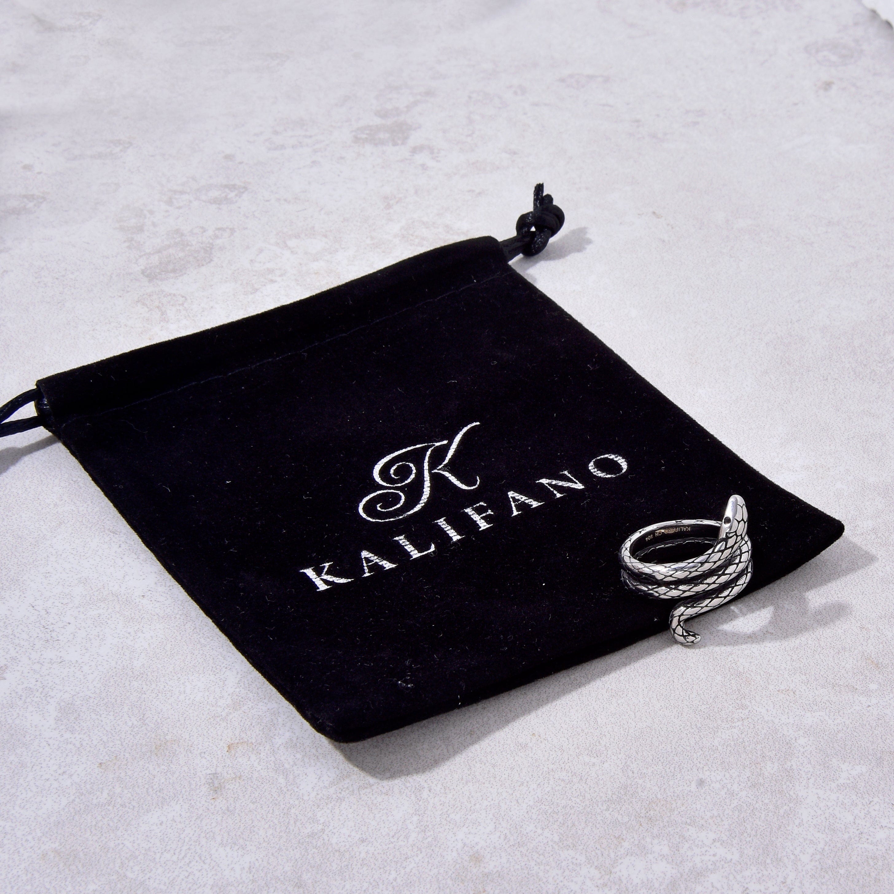 Kalifano Steel Hearts Jewelry Silver Snake Steel Hearts Ring
