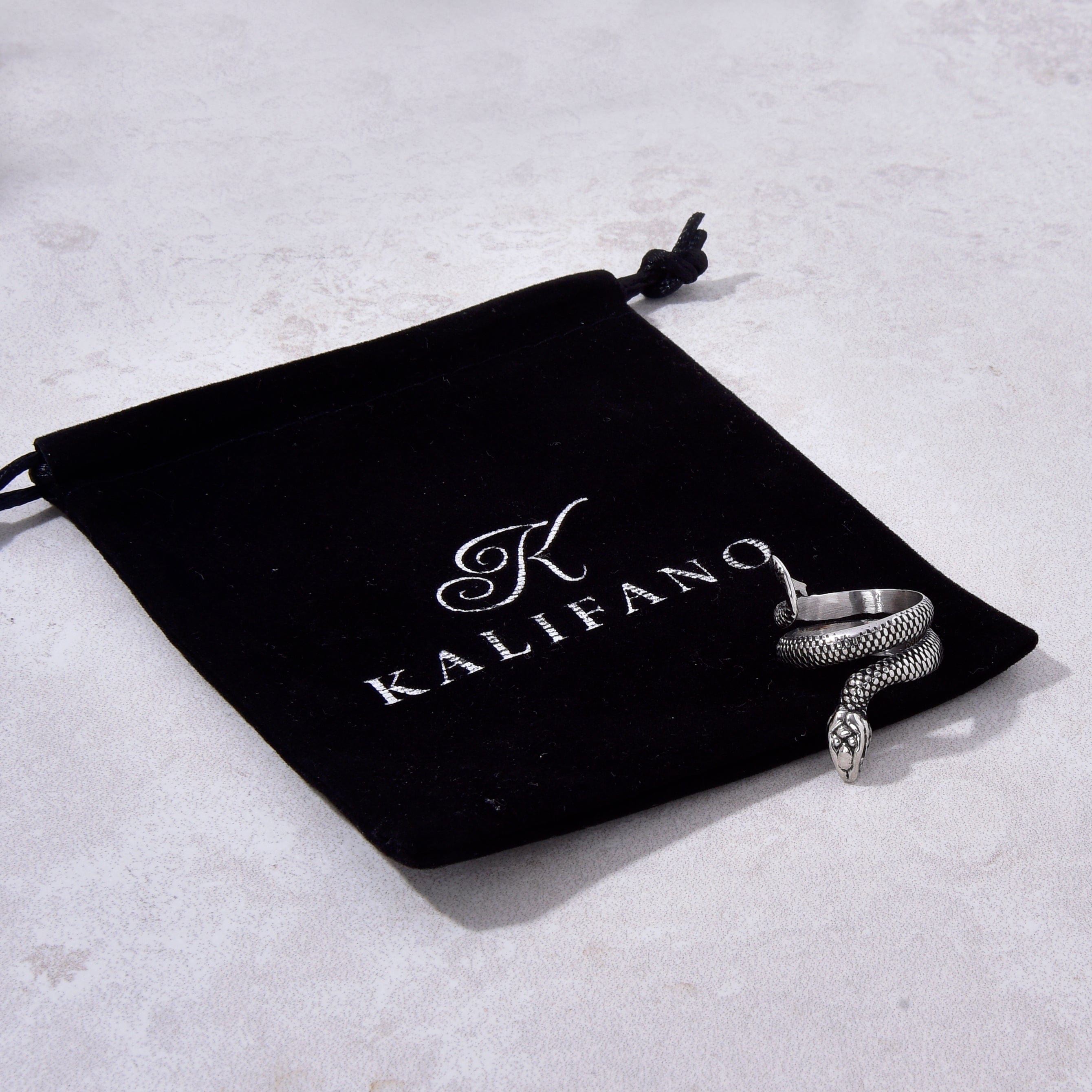 Kalifano Steel Hearts Jewelry Silver Snake Steel Hearts Ring