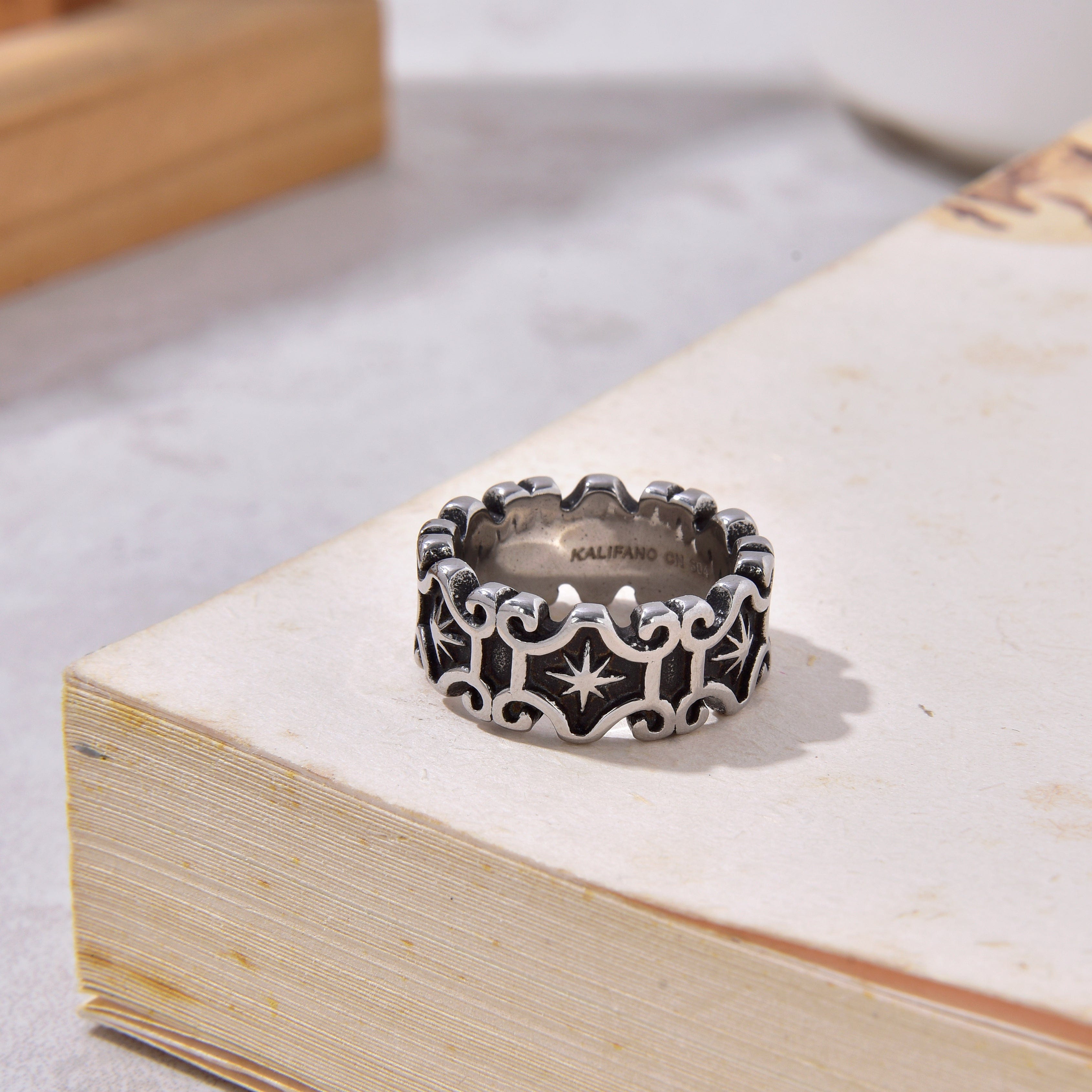 Kalifano Steel Hearts Jewelry Silver Starflash Steel Hearts Ring