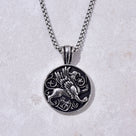 Silver Phoenix Bird Steel Hearts Necklace