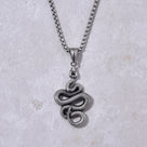 Silver Snake Steel Hearts Necklace