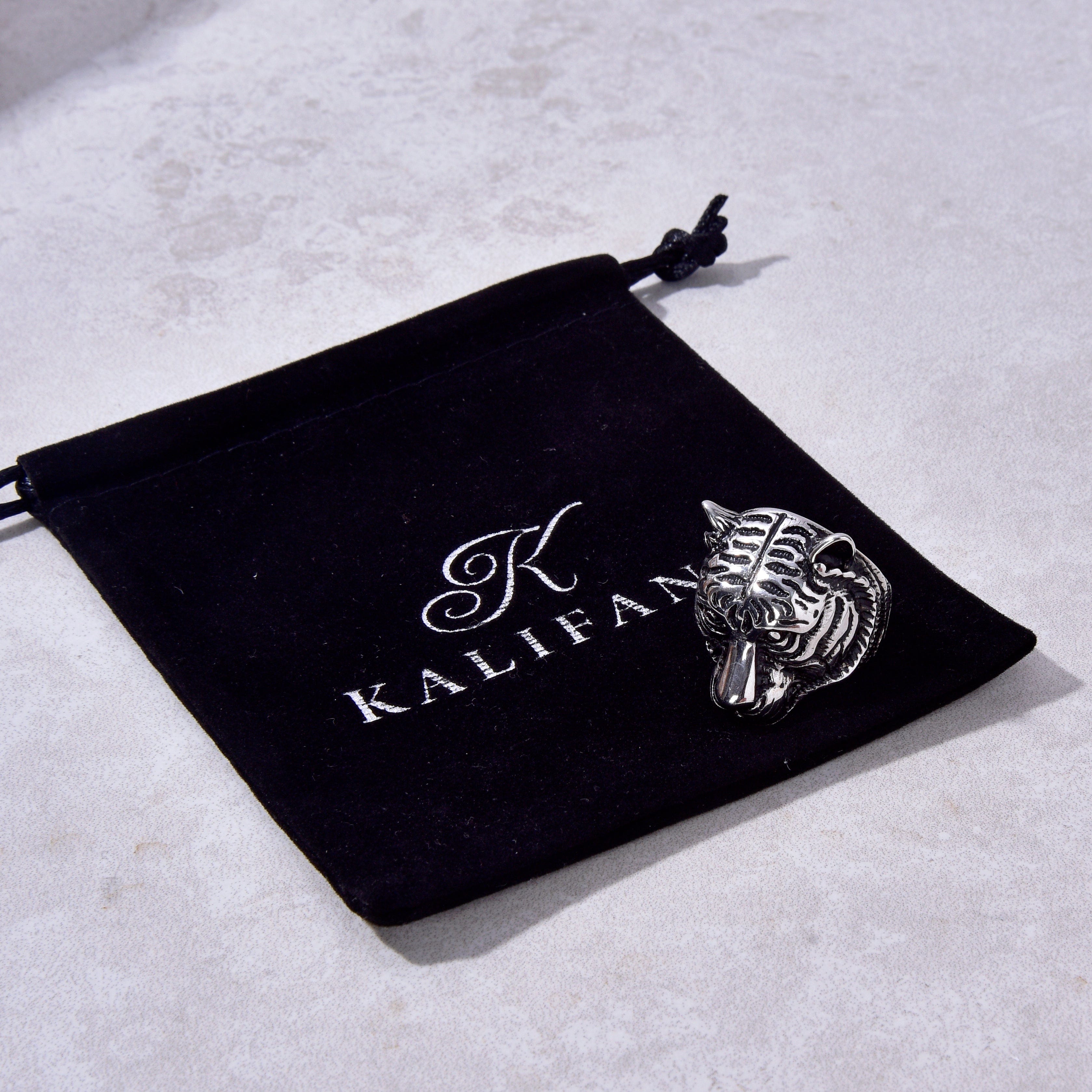 Kalifano Steel Hearts Jewelry Silver Tiger Steel Hearts Ring