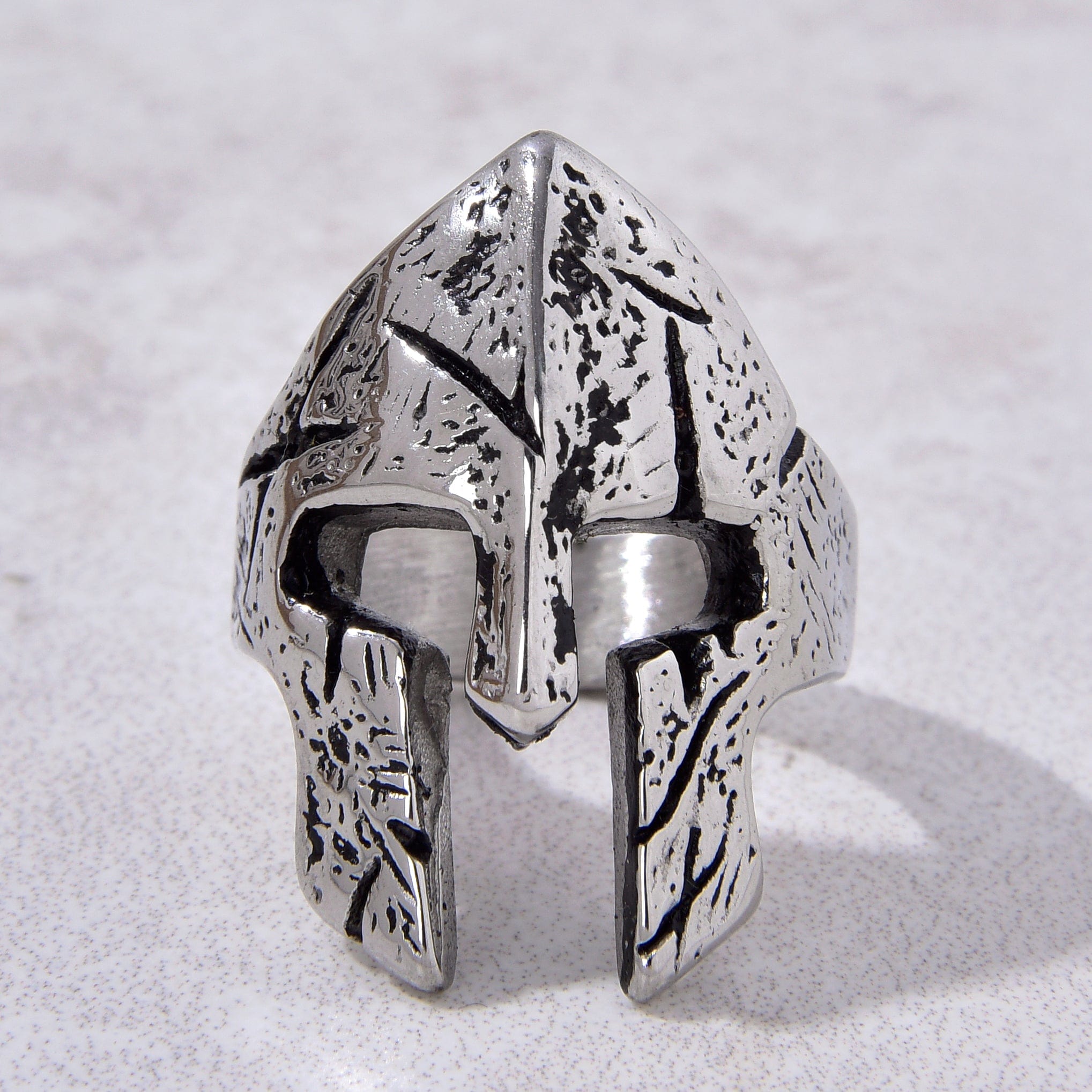 Kalifano Steel Hearts Jewelry Silver Warrior Helmet Steel Hearts Ring