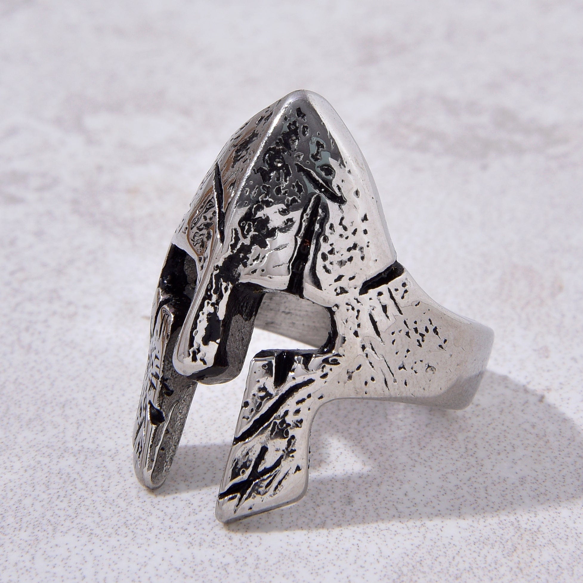 Kalifano Steel Hearts Jewelry Silver Warrior Helmet Steel Hearts Ring