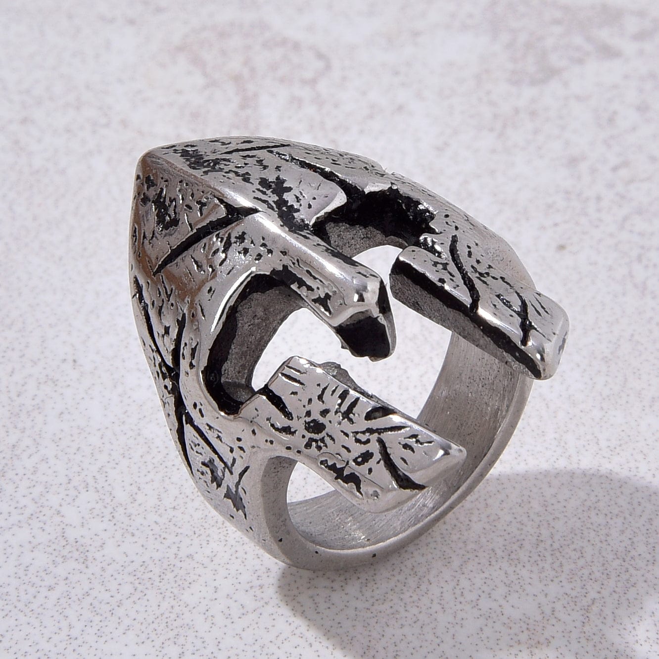 Kalifano Steel Hearts Jewelry Silver Warrior Helmet Steel Hearts Ring