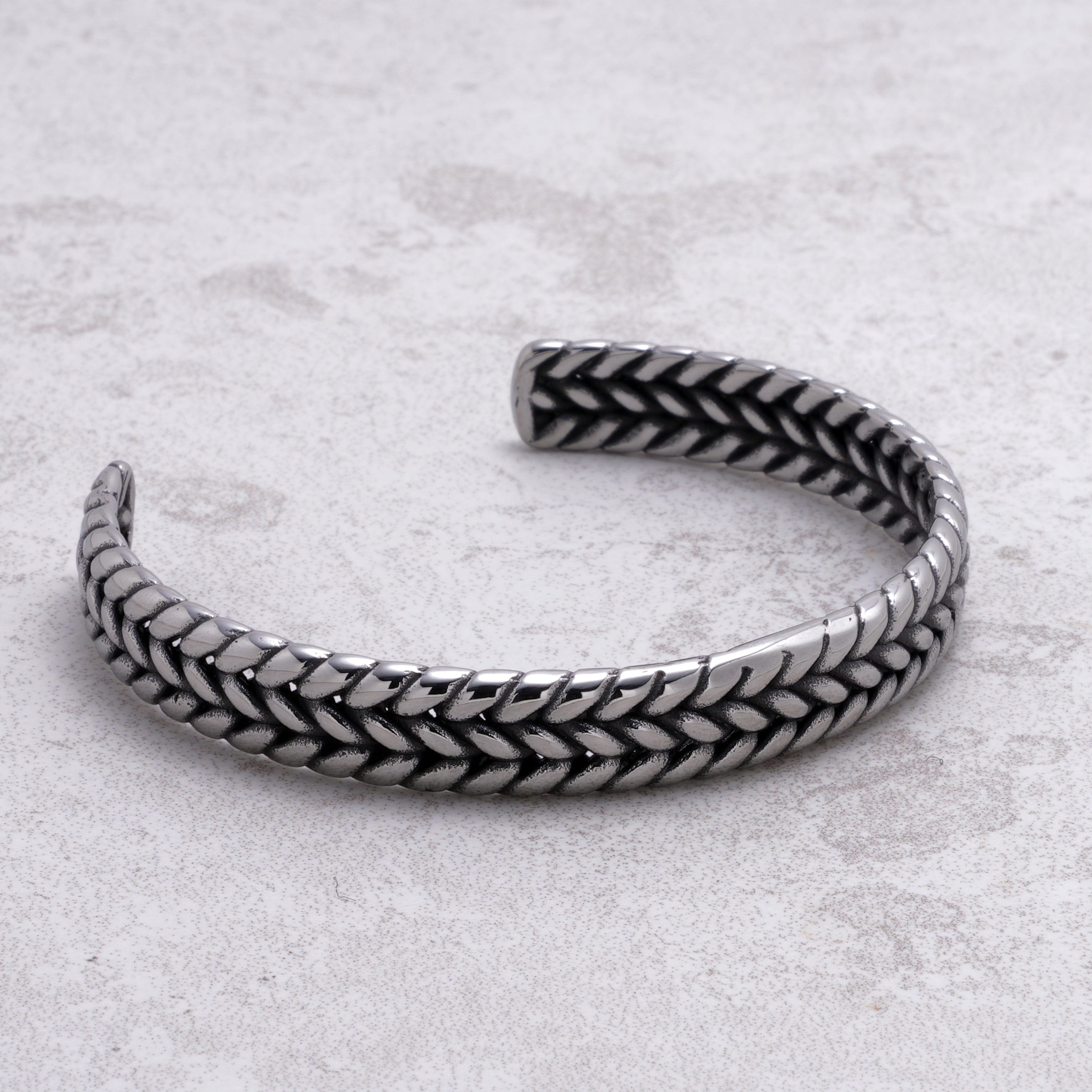 Kalifano Steel Hearts Jewelry Sleek Braided Steel Hearts Cuff SHC003-S