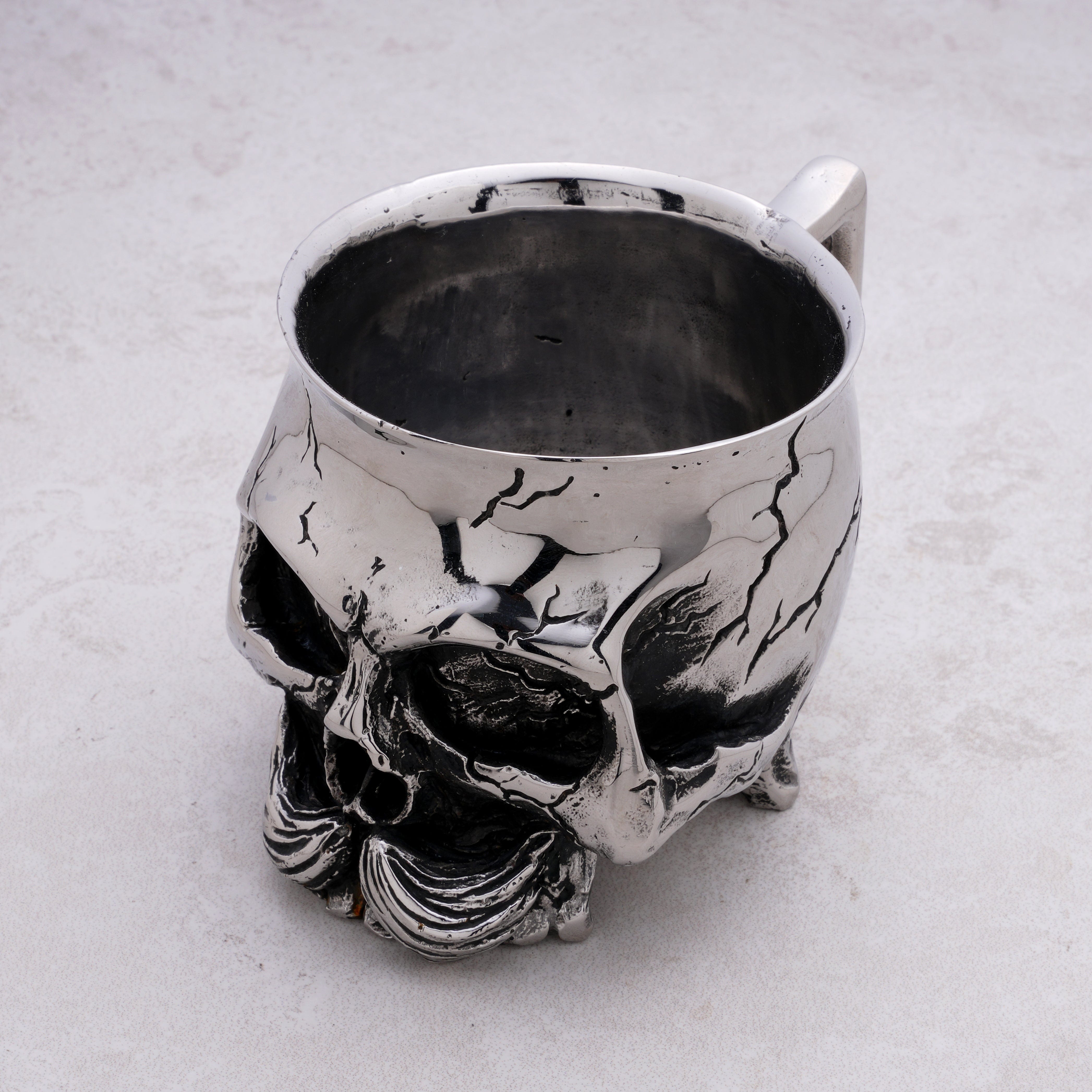 Kalifano Steel Hearts Jewelry Stainless Steel Skull engraved Cup SHCUP