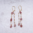 Strawberry Quartz & Freshwater Pearl Dangle Earrings – 24K Gold Plated