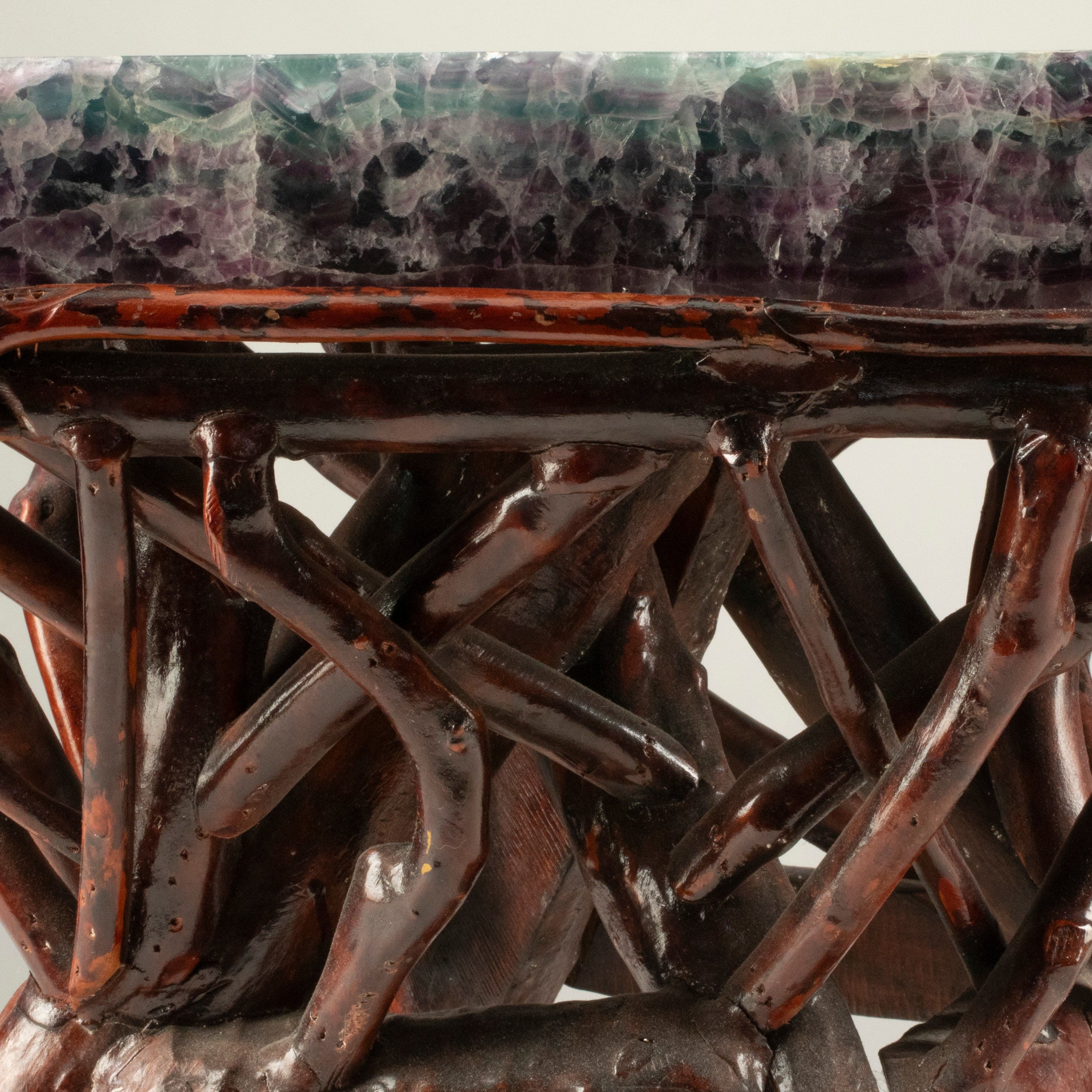 KALIFANO Table Large Green & Purple Fluorite Side Table 22" FLC9600.001