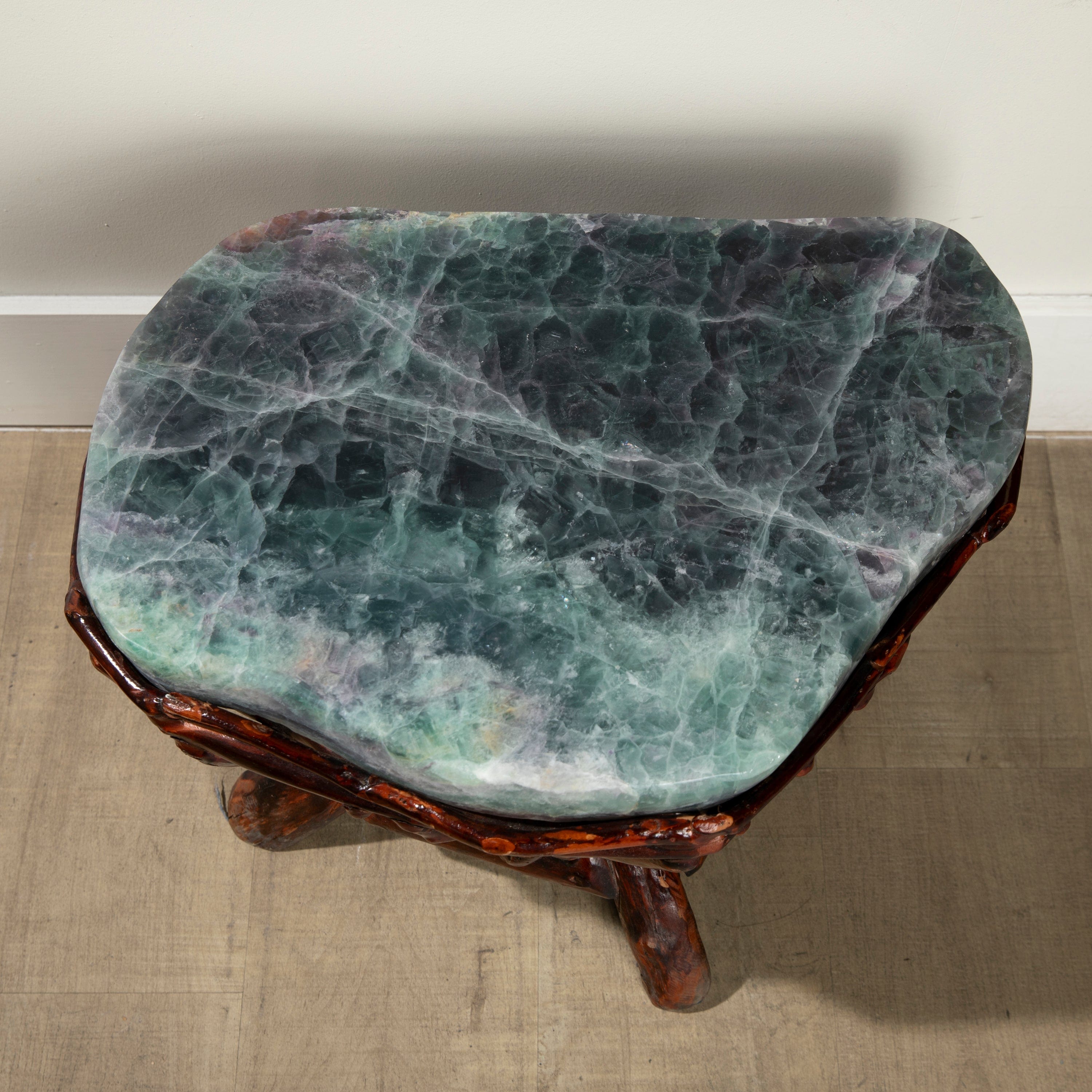 KALIFANO Table Large Green & Purple Fluorite Side Table 22" FLC9600.001