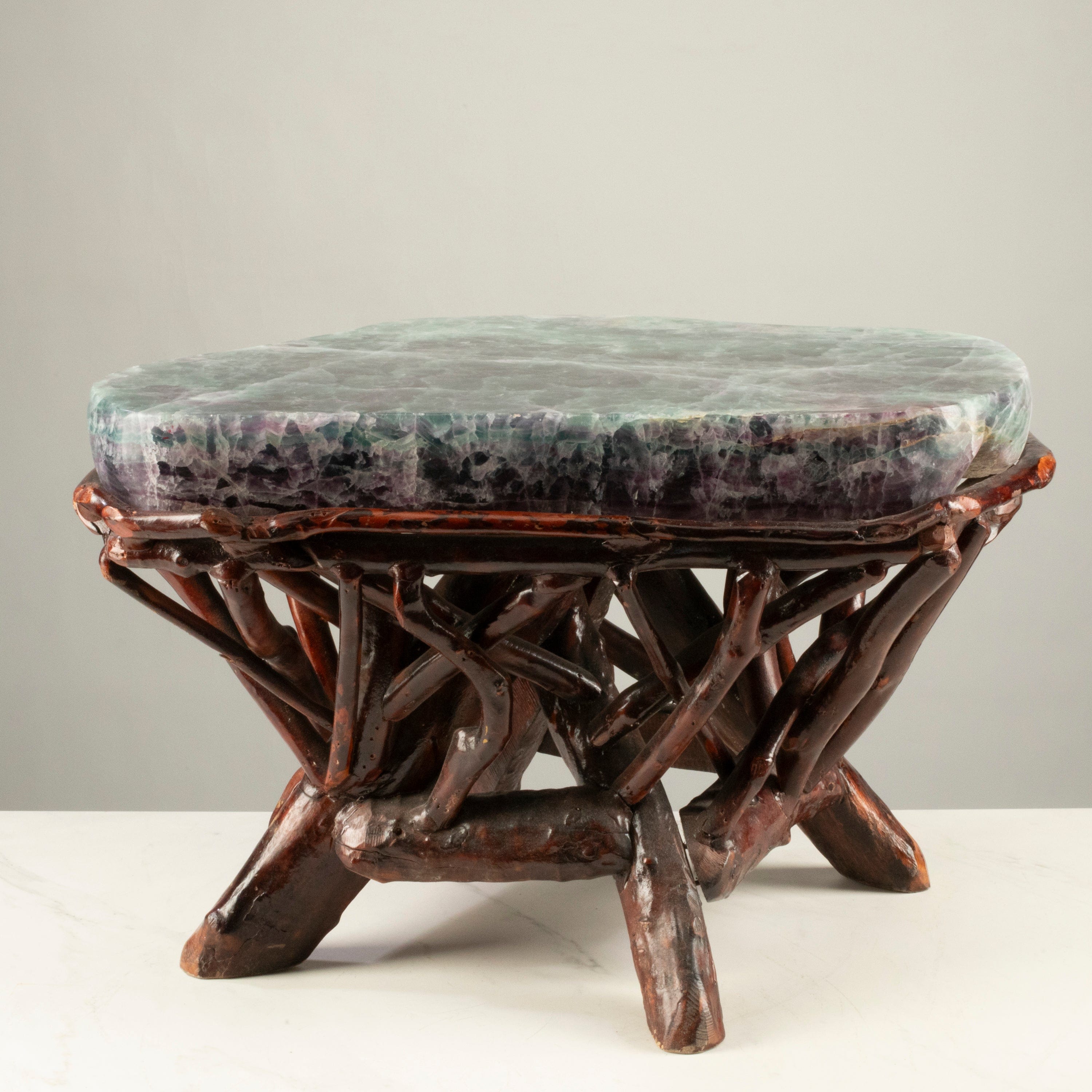 KALIFANO Table Large Green & Purple Fluorite Side Table 22" FLC9600.001
