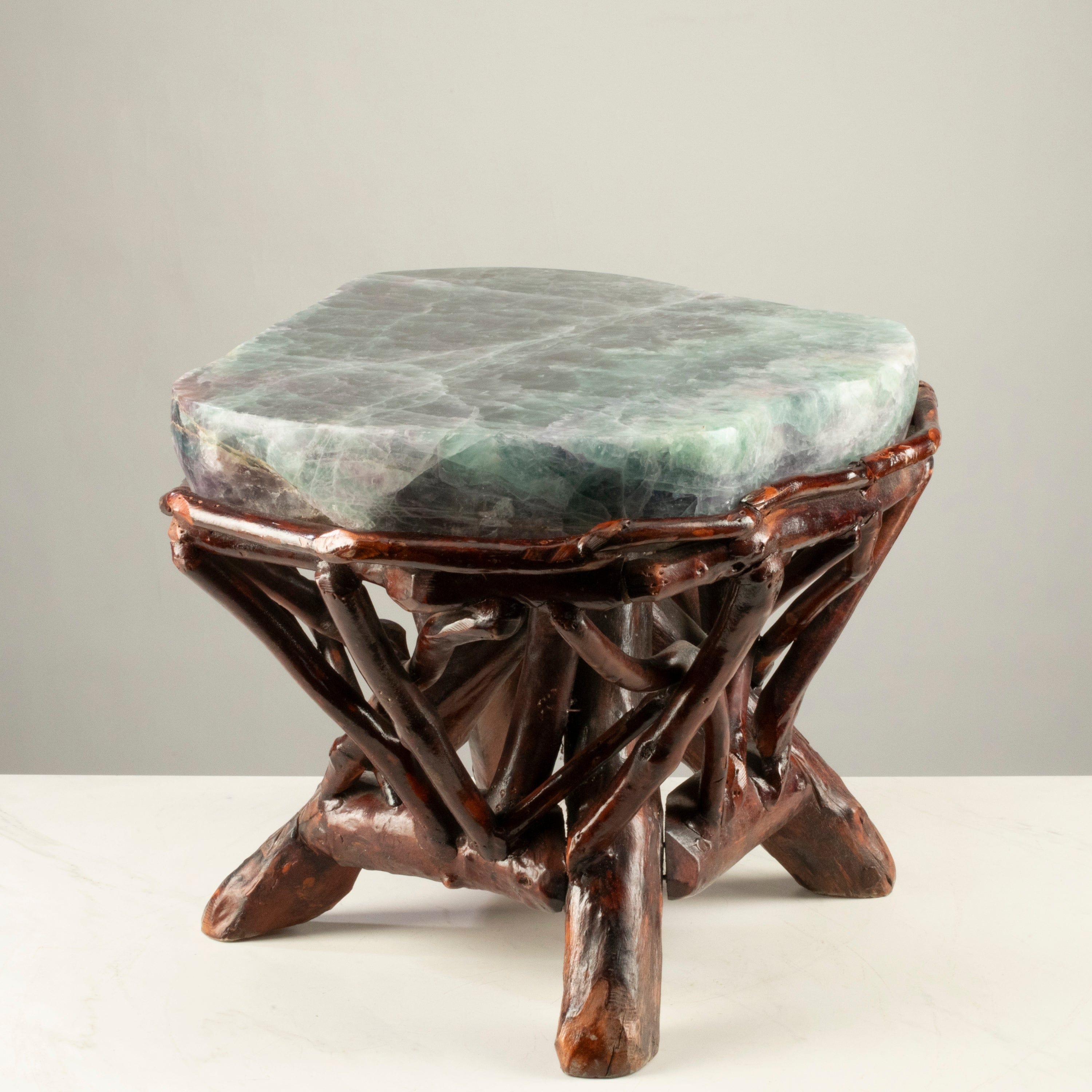 KALIFANO Table Large Green & Purple Fluorite Side Table 22" FLC9600.001
