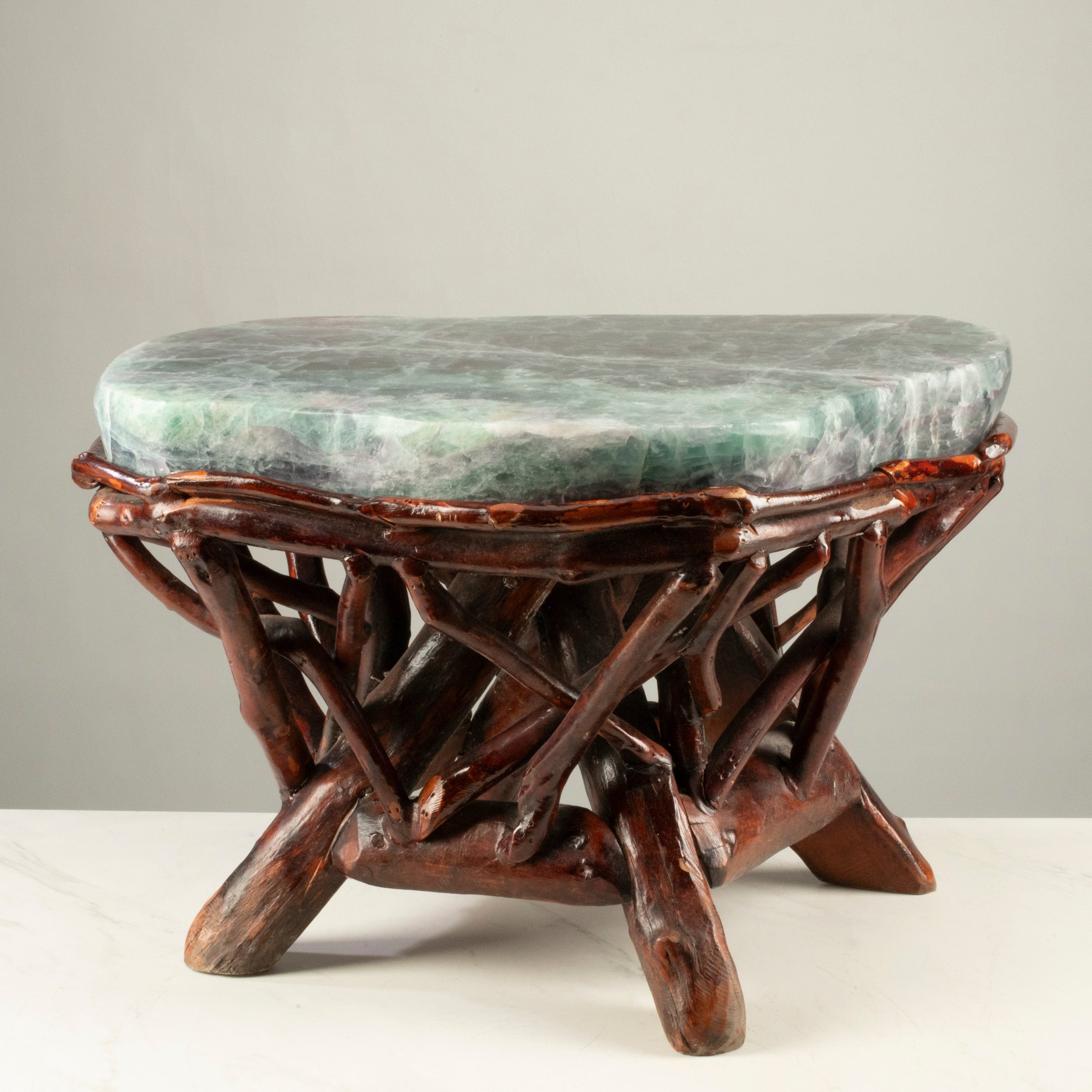KALIFANO Table Large Green & Purple Fluorite Side Table 22" FLC9600.001