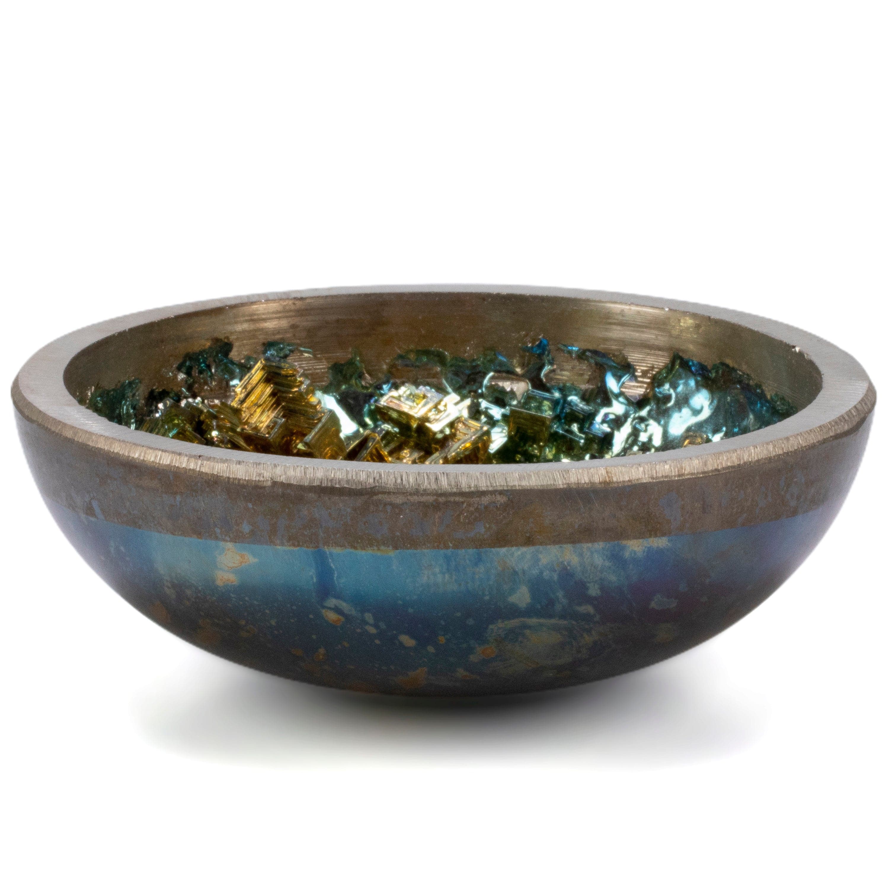 KALIFANO TUMBLED STONES Yellow Bismuth Ore Bowl - 4" BISMUTH-B-YL