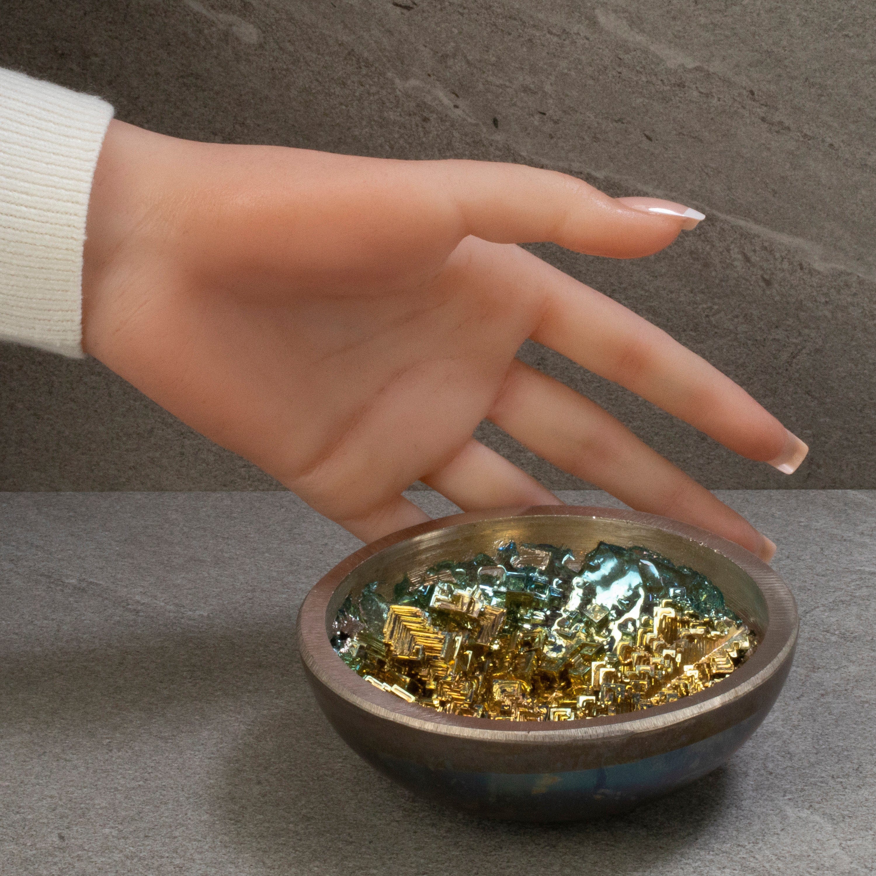 KALIFANO TUMBLED STONES Yellow Bismuth Ore Bowl - 4" BISMUTH-B-YL