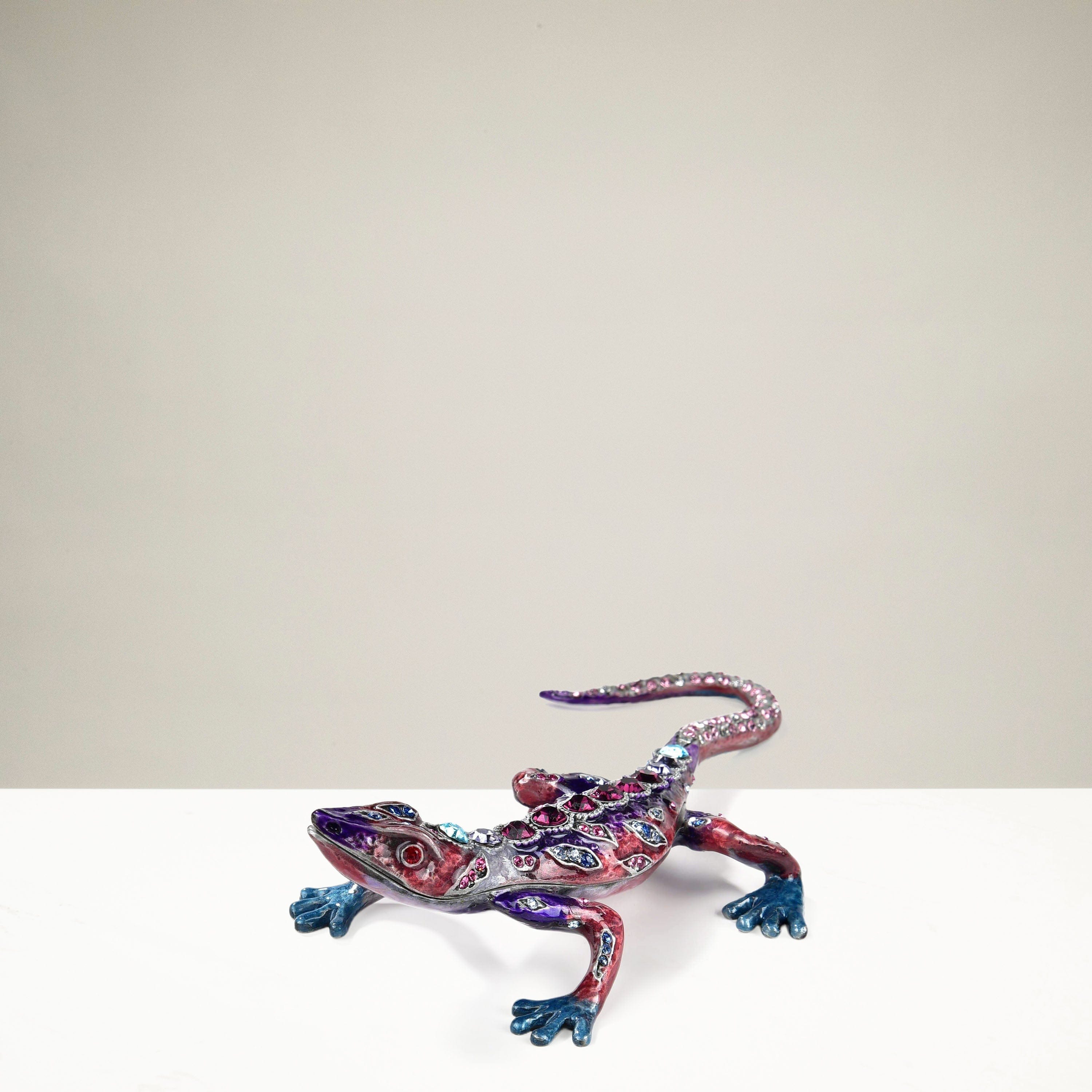 Kalifano Vanity Figurine Amethyst Crystal Lizard Figurine Keepsake Box SVA-028