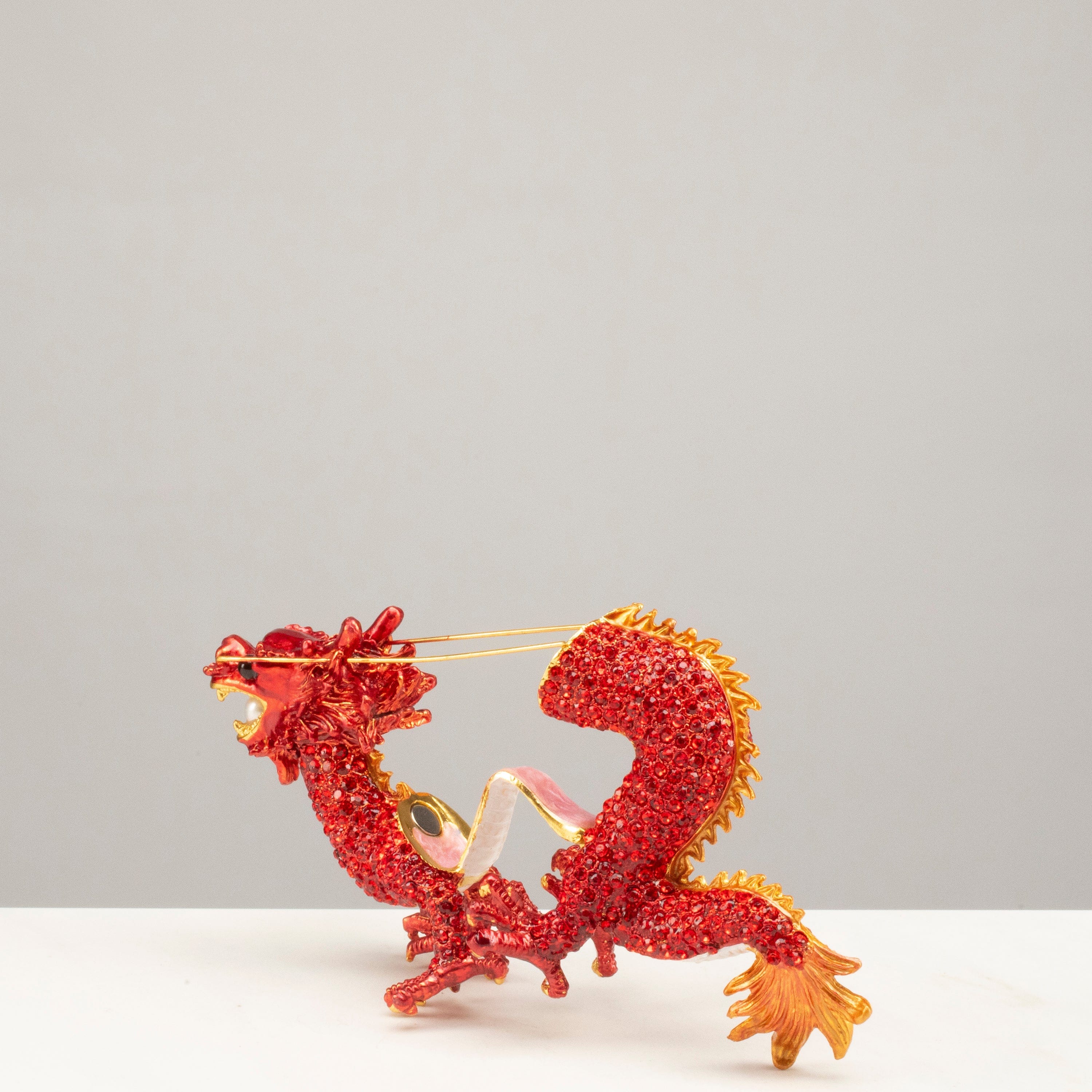 Kalifano Vanity Figurine Dragon Figurine Keepsake Box made with Crystals SVA-116