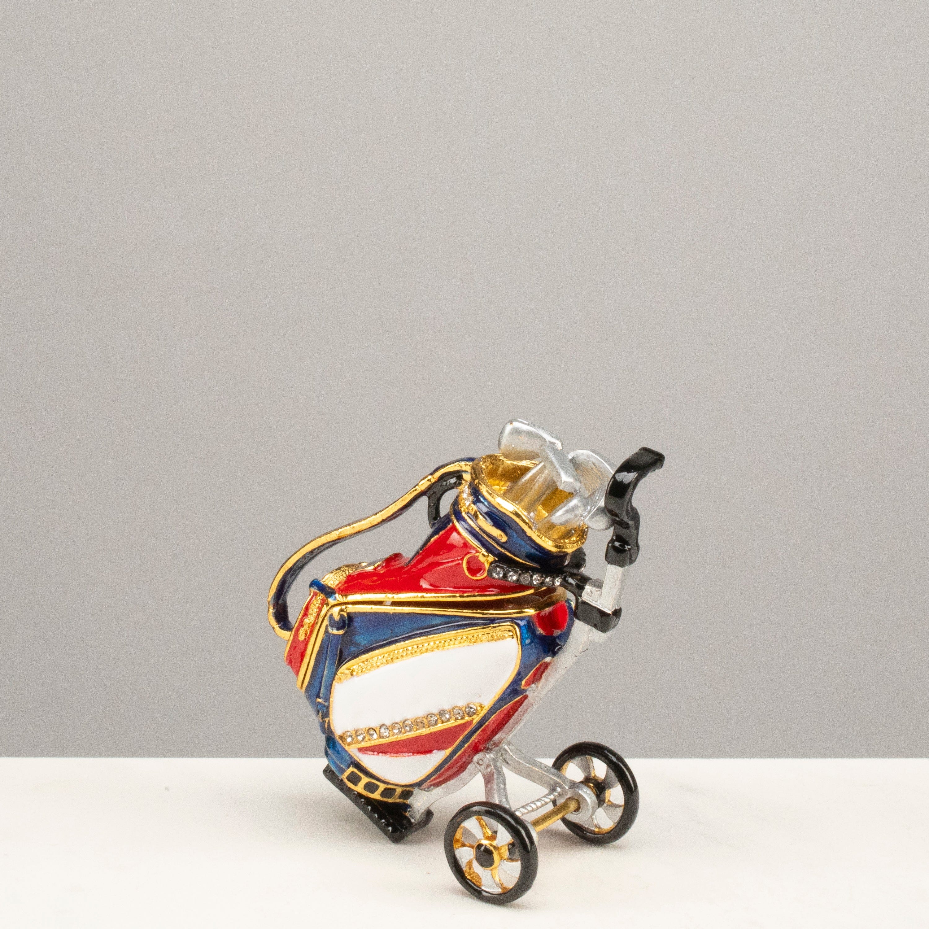 Kalifano Vanity Figurine Golf Bag Figurine Keepsake Box made with Crystals SVA-117