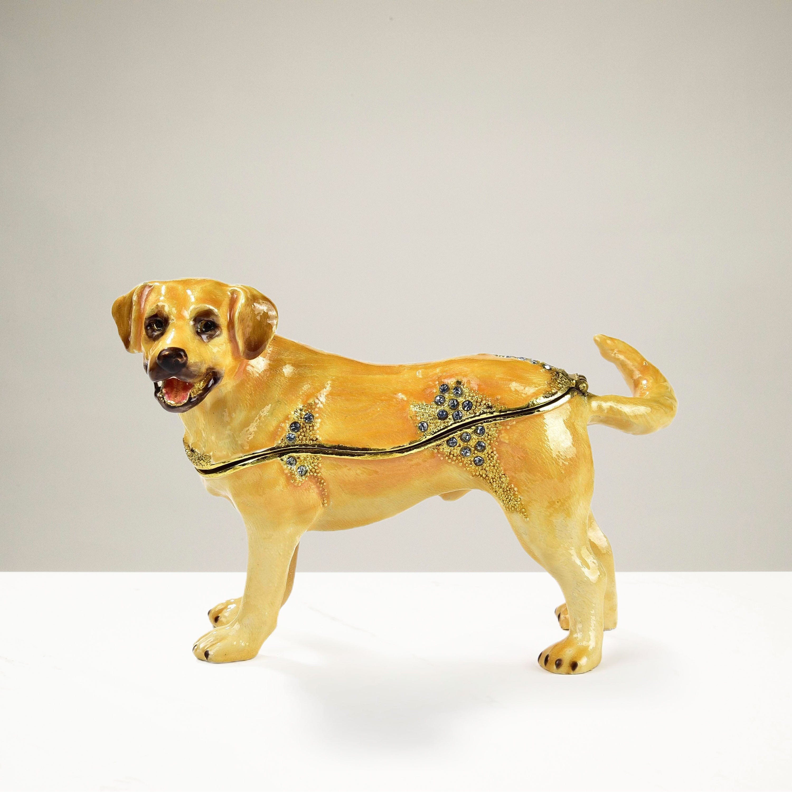 Kalifano Vanity Figurine Labrador Retriever Figurine Keepsake Box made with Crystals SVA-066