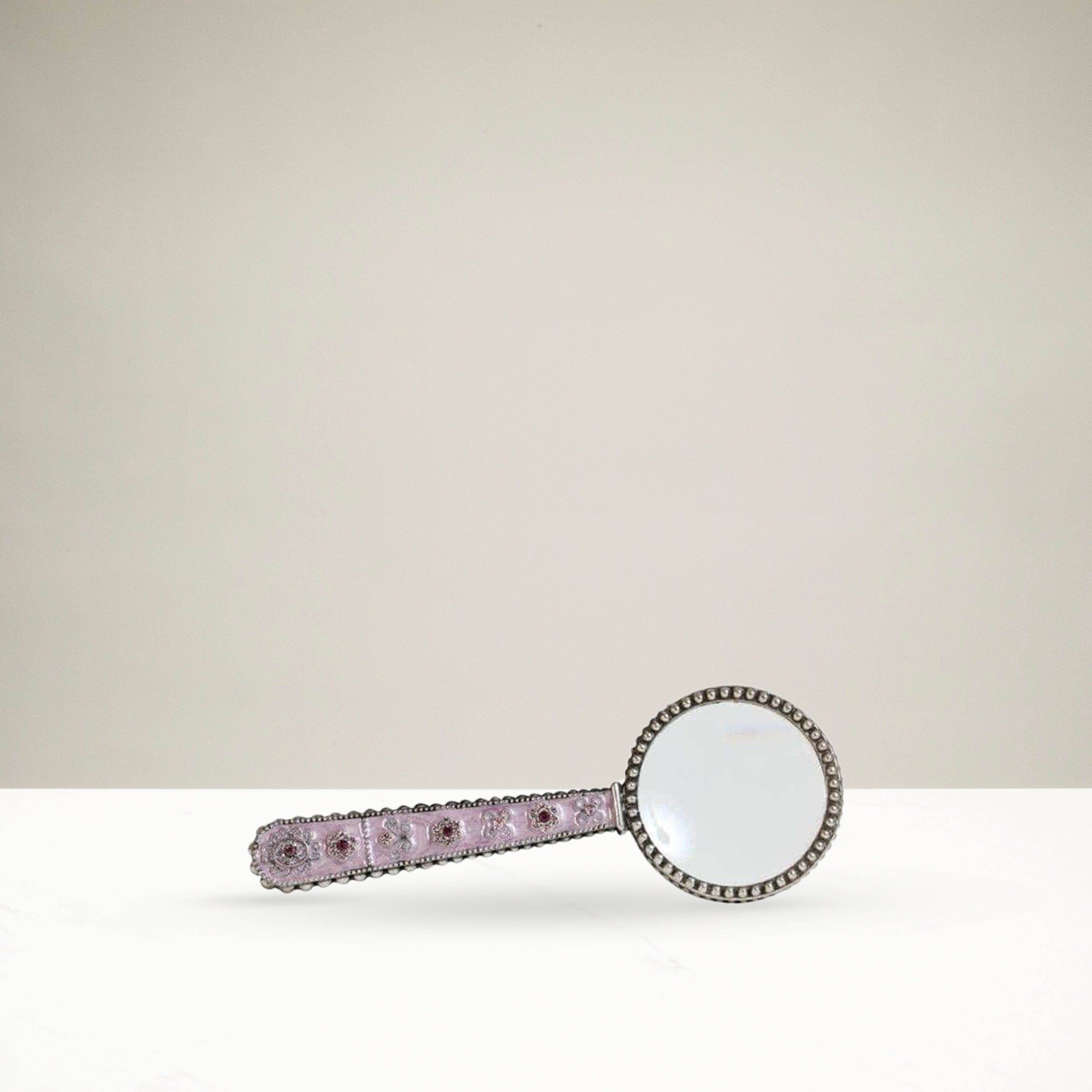 Kalifano Vanity Figurine Rose Magnifying Glass with Swarovski Crystals SVA-003